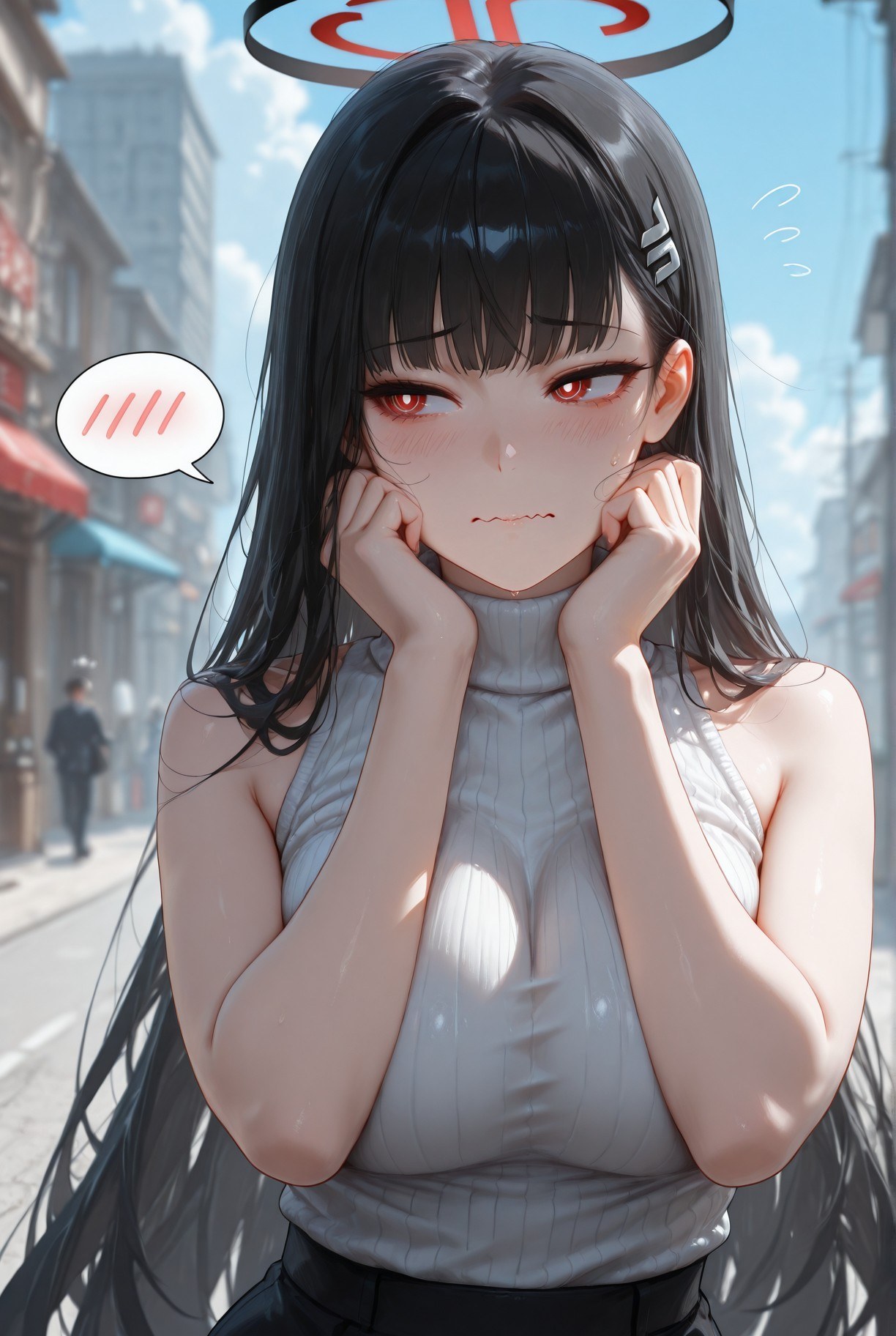 AI Generated Anime Girl - 碧蓝档案 調月莉音 NTR：검은 스타킹 타이트 의상 젖은 몸 노출 293P