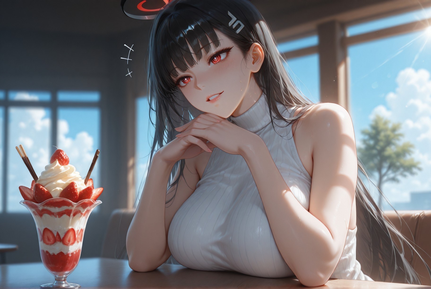 AI Generated Anime Girl - 碧蓝档案 調月莉音 NTR：검은 스타킹 타이트 의상 젖은 몸 노출 293P