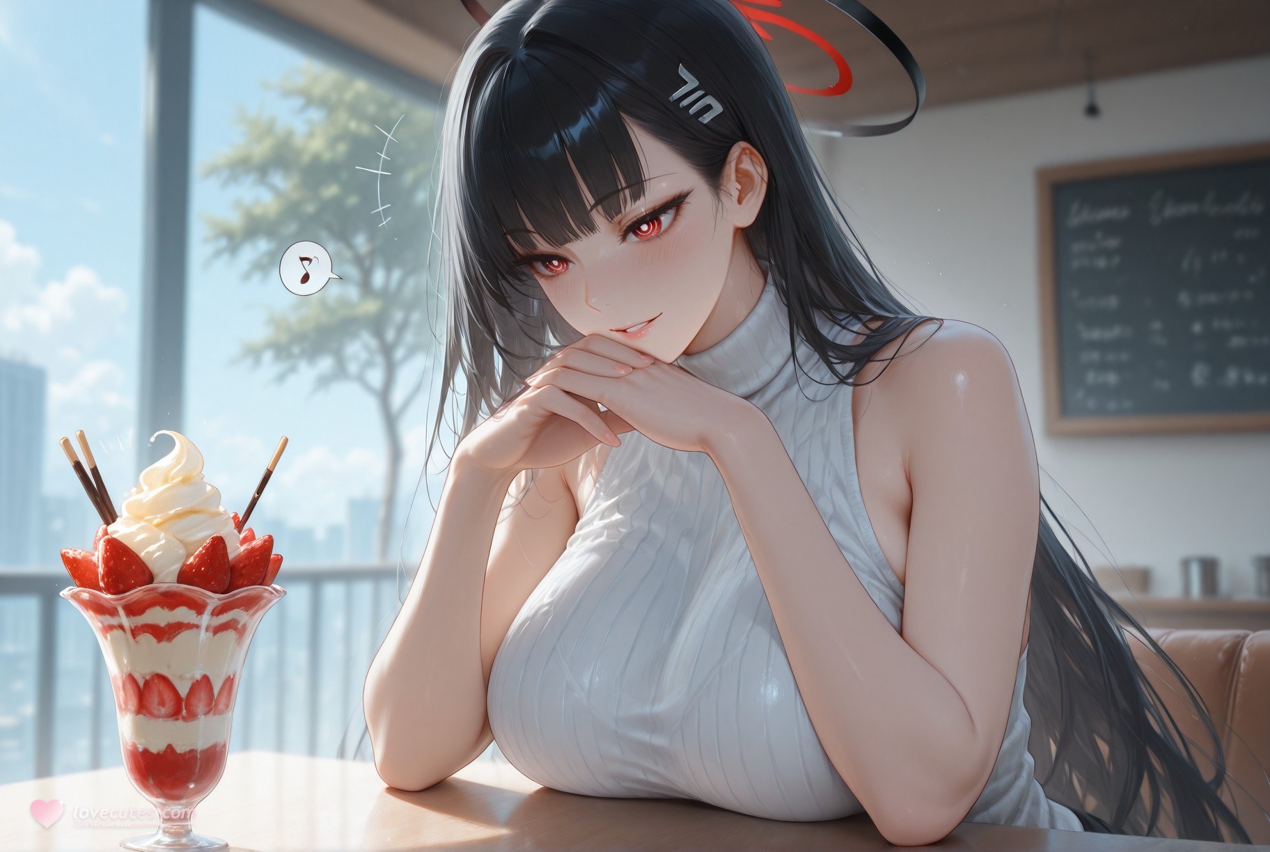 AI Generated Anime Girl - 碧蓝档案 調月莉音 NTR：검은 스타킹 타이트 의상 젖은 몸 노출 293P