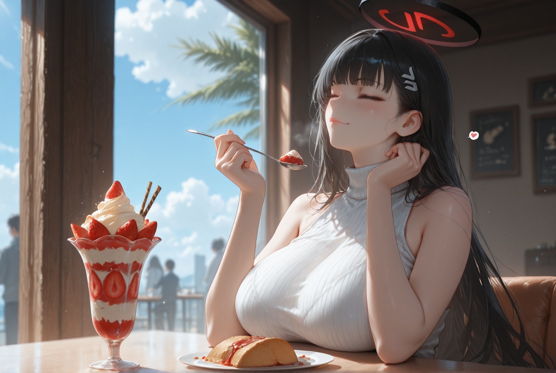 AI Generated Anime Girl - 碧蓝档案 調月莉音 NTR：검은 스타킹 타이트 의상 젖은 몸 노출 293P