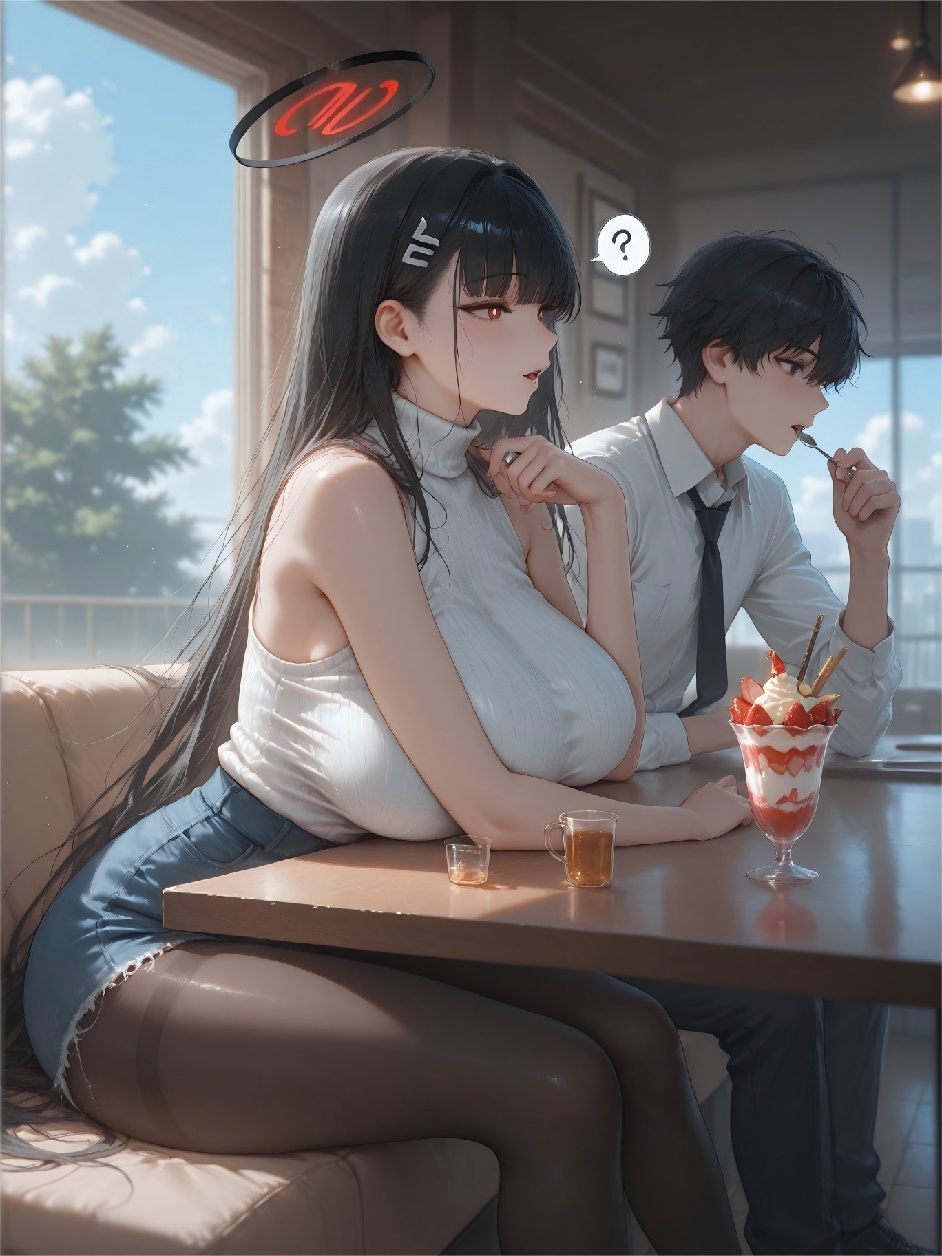 AI Generated Anime Girl - 碧蓝档案 調月莉音 NTR：검은 스타킹 타이트 의상 젖은 몸 노출 293P