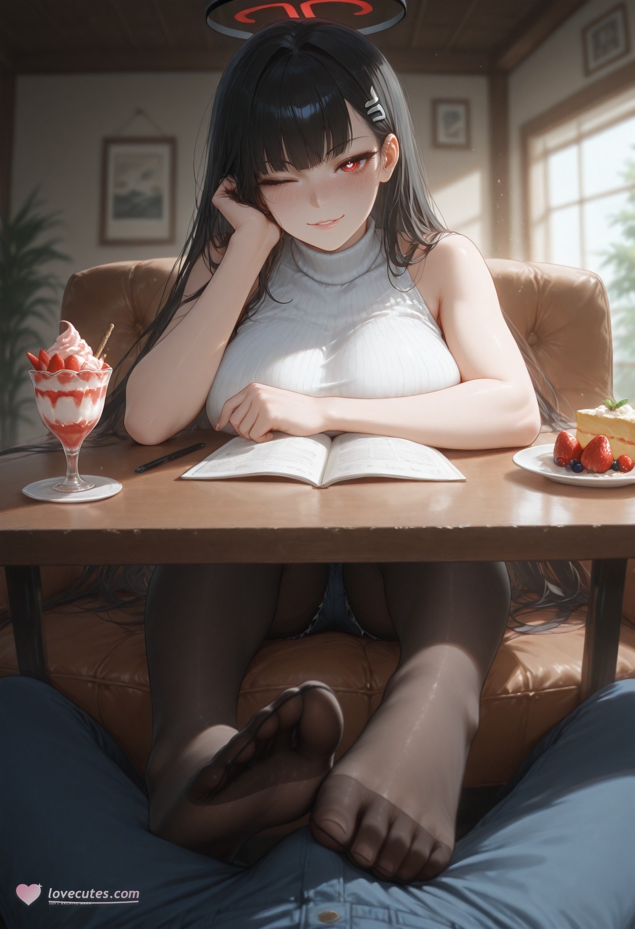 AI Generated Anime Girl - 碧蓝档案 调月莉音 NTR：黑丝紧身衣湿身露穴 293P