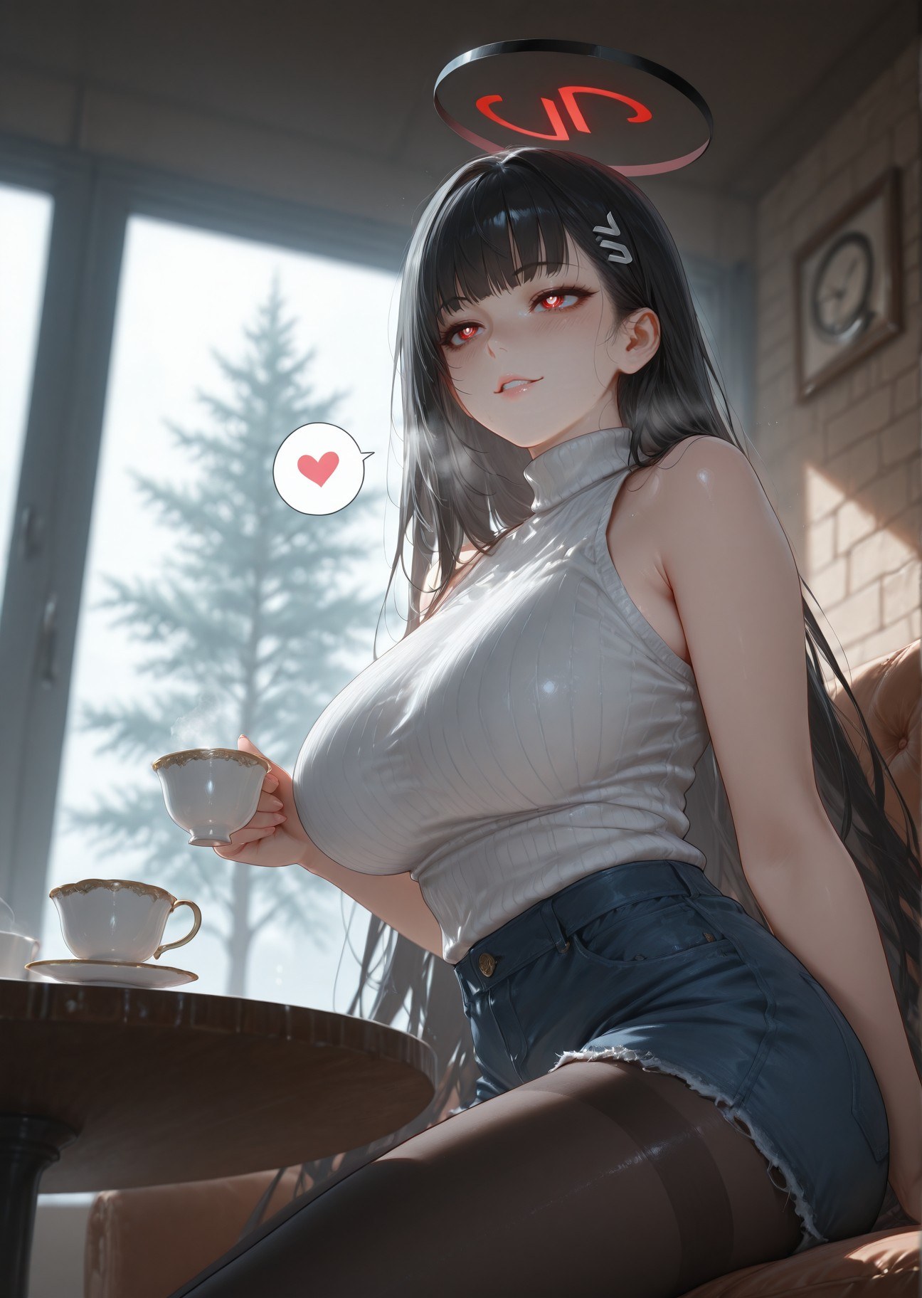AI Generated Anime Girl - 碧蓝档案 调月莉音 NTR：黑丝紧身衣湿身露穴 293P