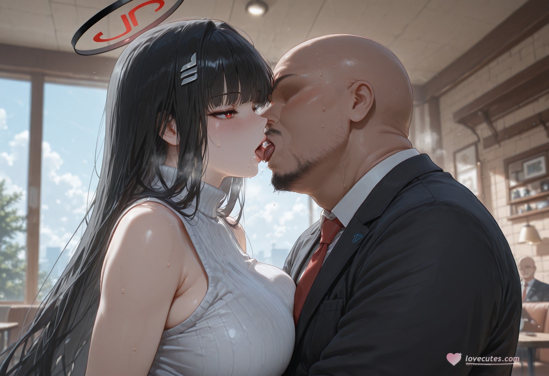 AI Generated Anime Girl - 碧蓝档案 调月莉音 NTR：黑丝紧身衣湿身露穴 293P