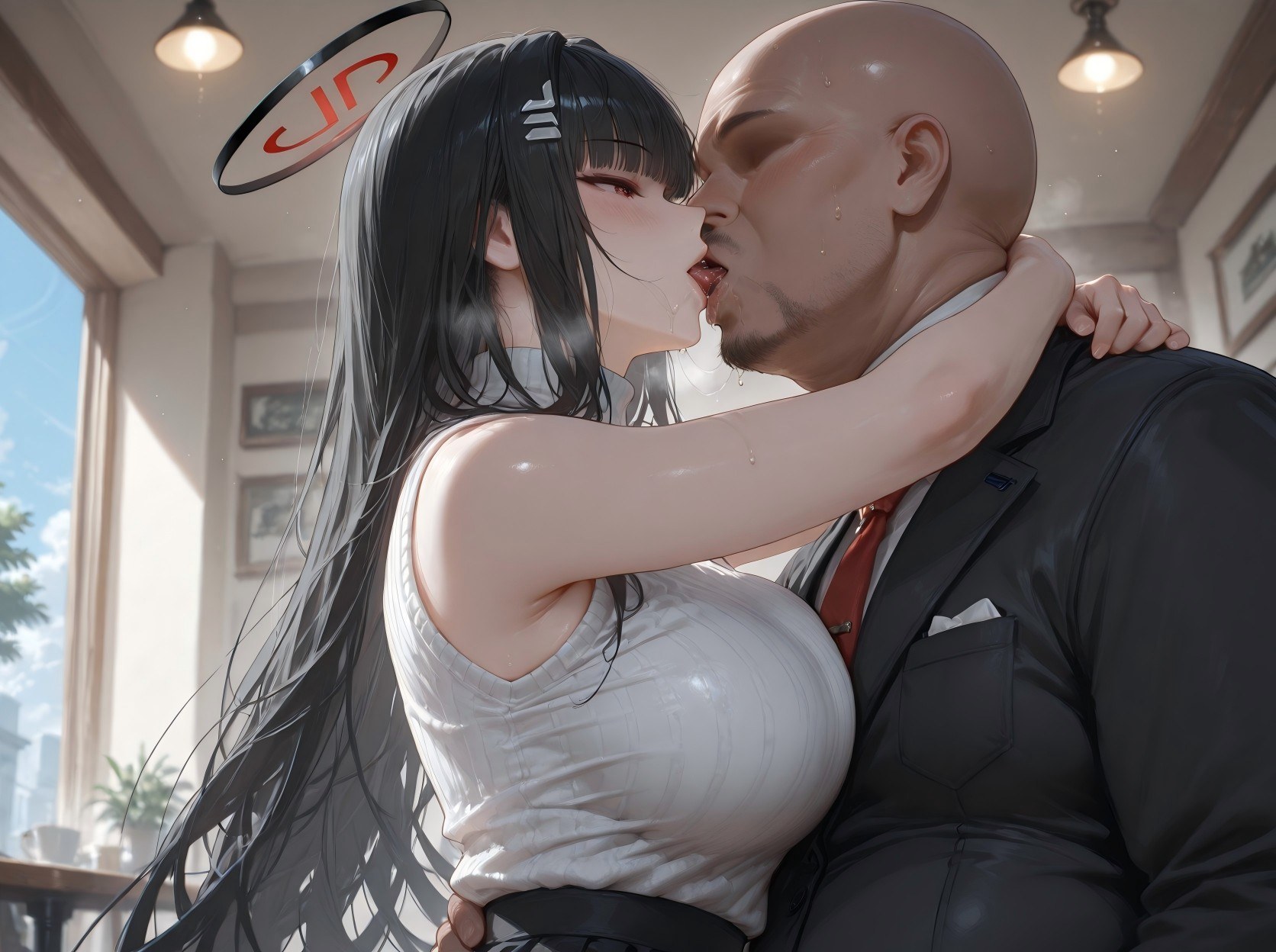 AI Generated Anime Girl - 碧蓝档案 调月莉音 NTR：黑丝紧身衣湿身露穴 293P