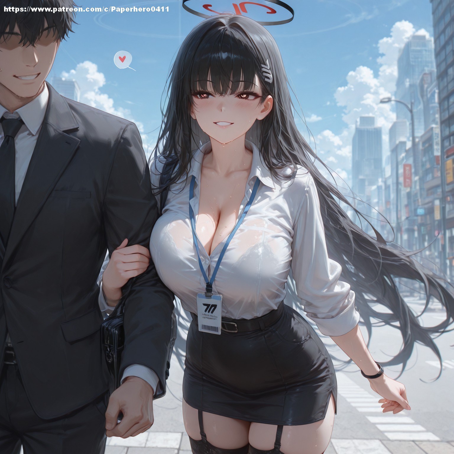 AI Generated Anime Girl - 碧蓝档案 调月莉音 NTR Vol.3：紧身衣浴室湿身露穴 88P