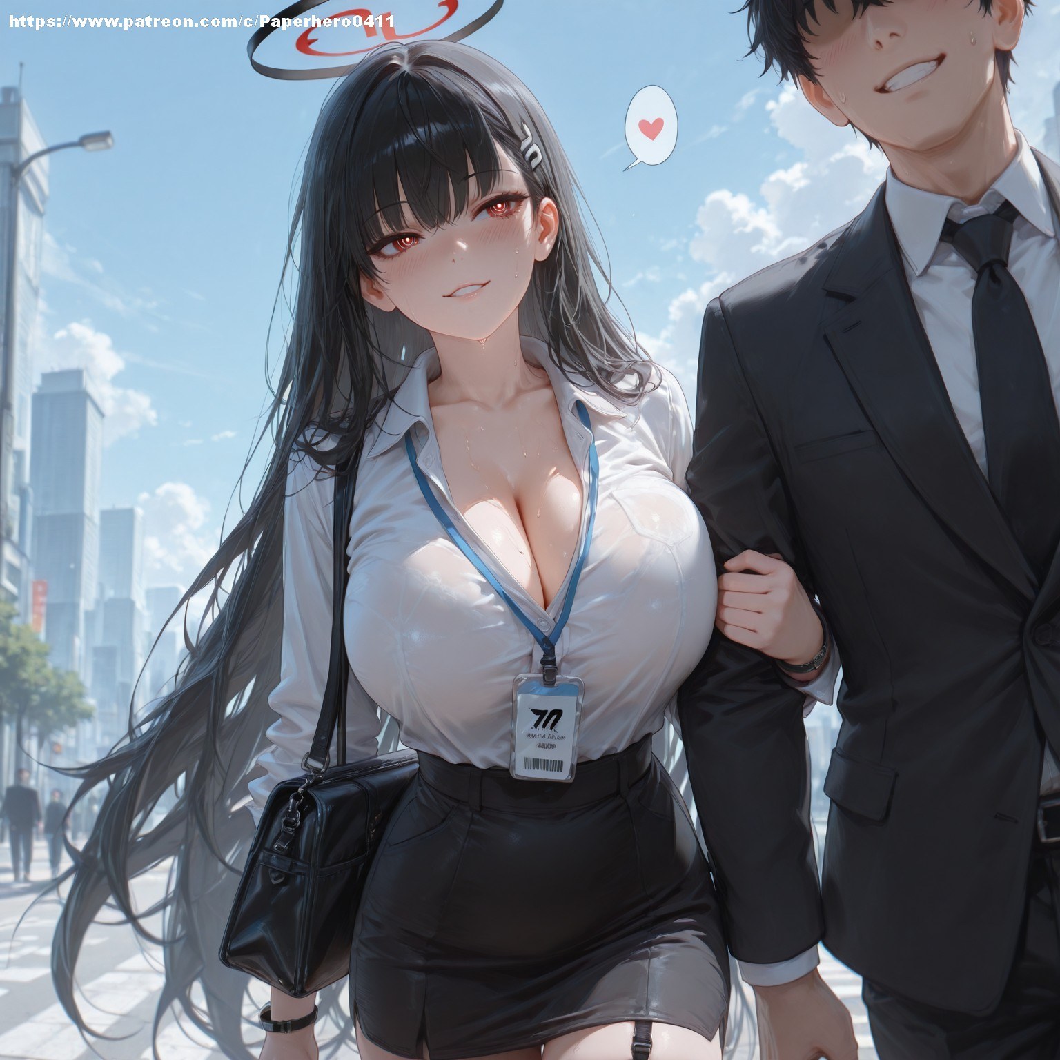 AI Generated Anime Girl - 碧蓝档案 调月莉音 NTR Vol.3：紧身衣浴室湿身露穴 88P