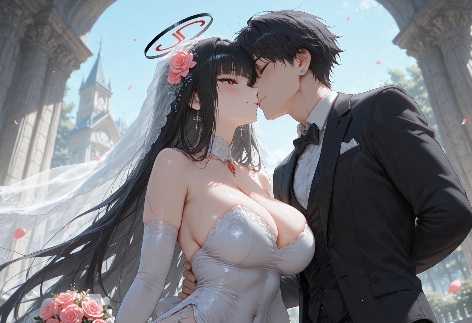 AI Generated Anime Girl - 碧蓝档案 调月莉音 Vol.3：검은 스타킹, 레이스 속옷, 타이트한 의상, 젖은 몸, 노출 163P