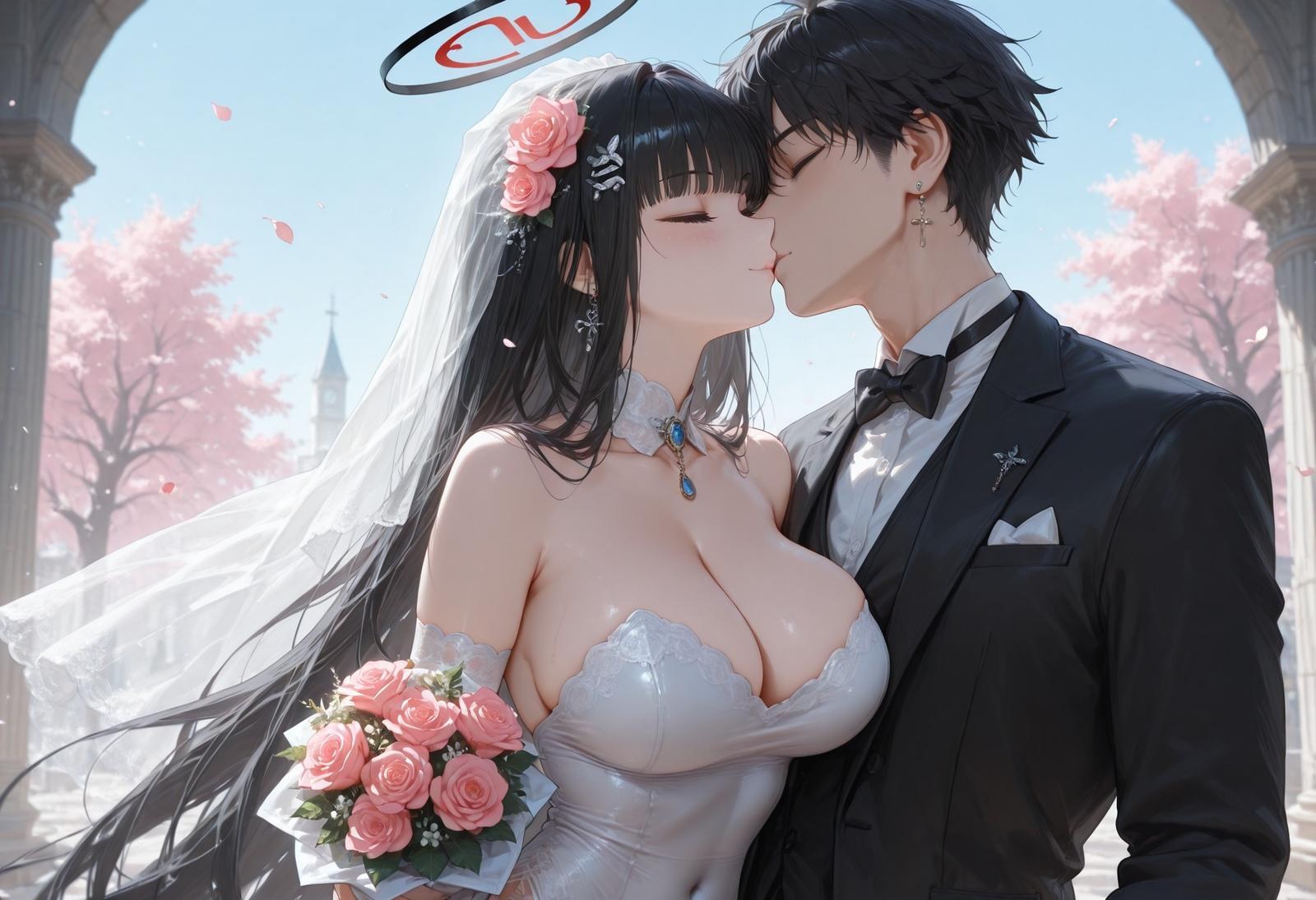 AI Generated Anime Girl - 碧蓝档案 调月莉音 Vol.3：검은 스타킹, 레이스 속옷, 타이트한 의상, 젖은 몸, 노출 163P
