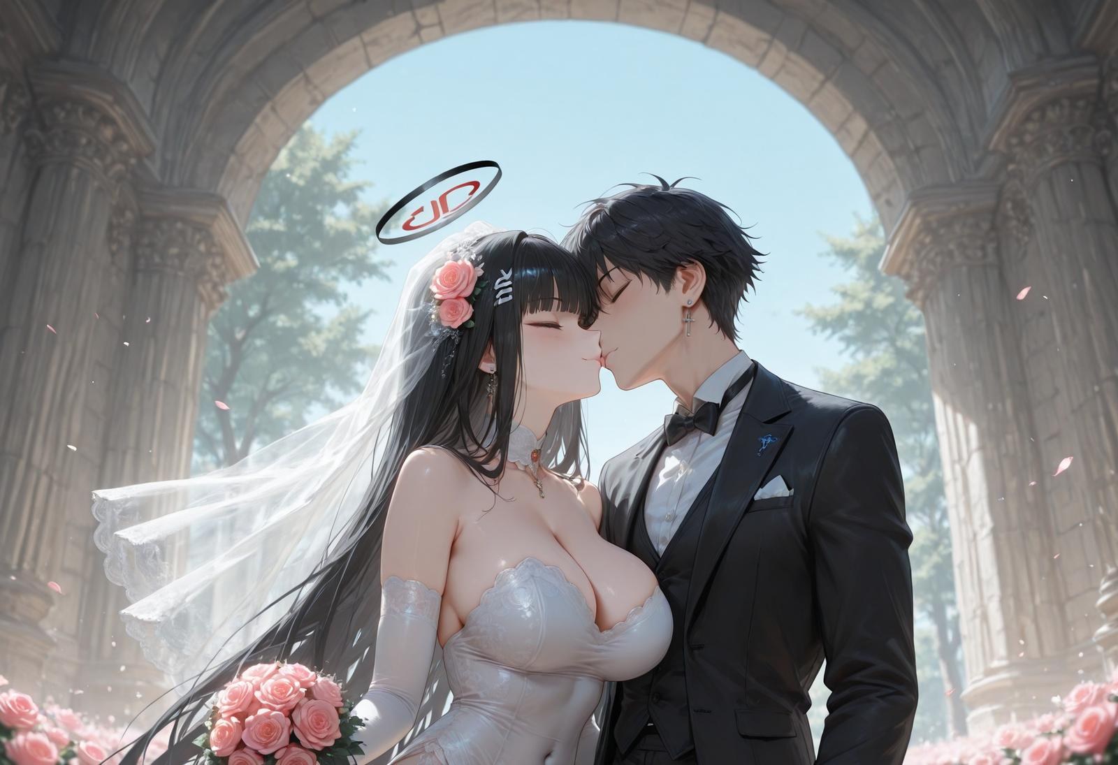 AI Generated Anime Girl - 碧蓝档案 调月莉音 Vol.3：검은 스타킹, 레이스 속옷, 타이트한 의상, 젖은 몸, 노출 163P