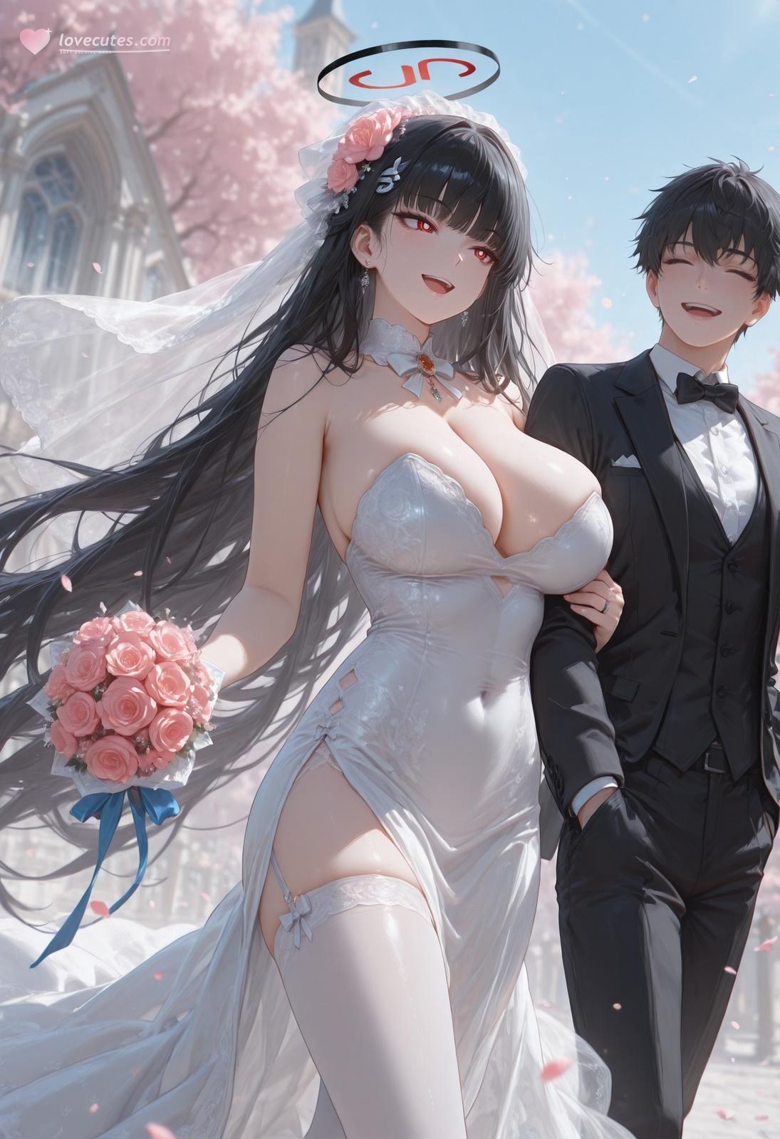 Cô gái anime do AI tạo ra - 碧蓝档案 调月莉音 Vol.3：tất đen ren đồ lót bodysuit ướt người lộ hang 163P