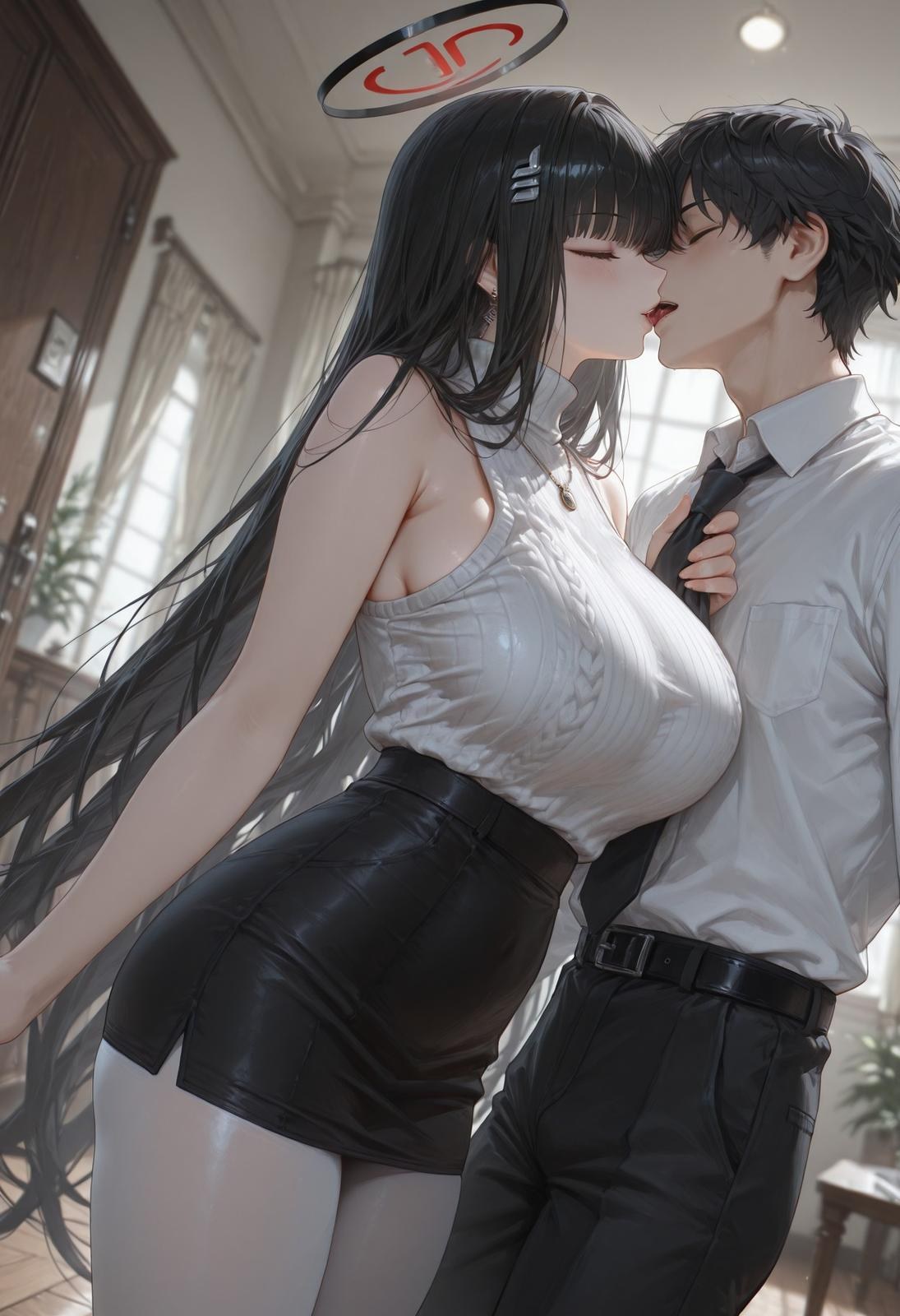 Cô gái anime do AI tạo ra - 碧蓝档案 调月莉音 Vol.3：tất đen ren đồ lót bodysuit ướt người lộ hang 163P