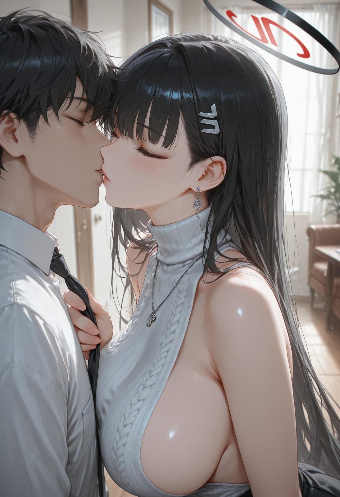 Cô gái anime do AI tạo ra - 碧蓝档案 调月莉音 Vol.3：tất đen ren đồ lót bodysuit ướt người lộ hang 163P