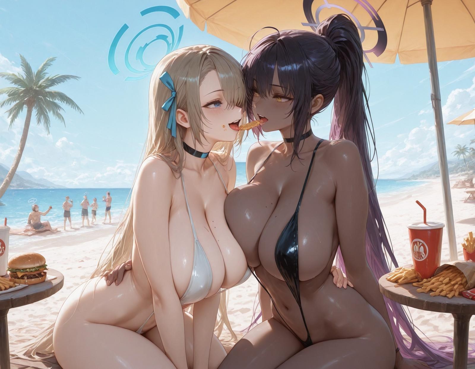 AI Generated Anime Girl - 碧蓝档案 一之濑明日奈：biển, bikini áo tắm ướt người lộ vùng kín 173P
