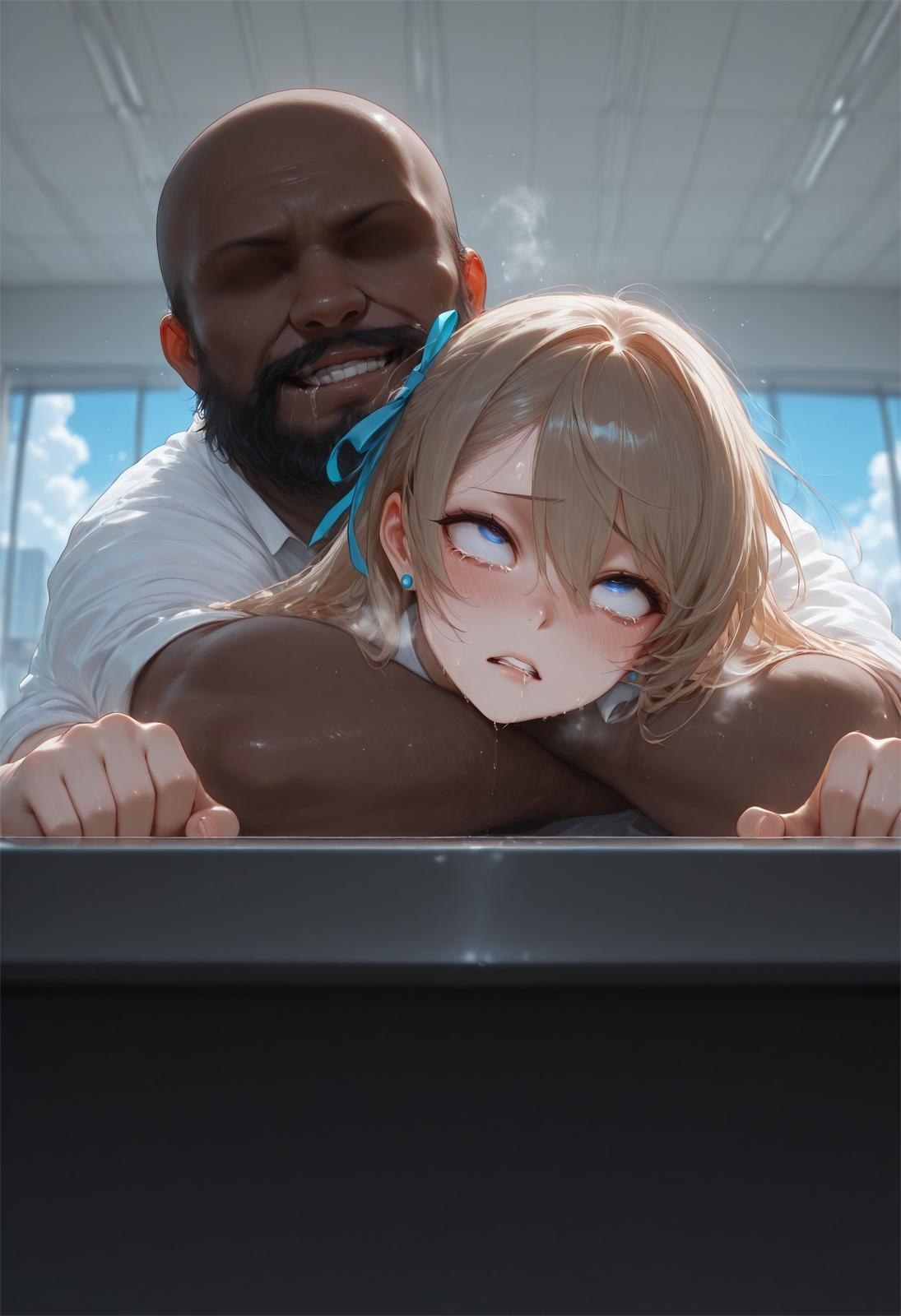 AI Generated Anime Girl - Blue Archive Ichiinose Asuna: Black Stockings, Tight Bodysuit, Wet, Exposed Crotch 94P