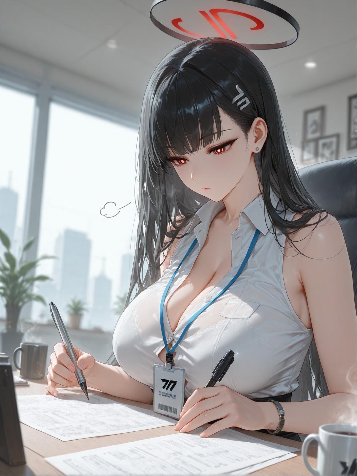 AI Generated Anime Girl - 碧蓝档案 一之濑明日奈 Vol.2：검은 스타킹 레이스 속옷 흰 스타킹 타이트 의상 노출 95P