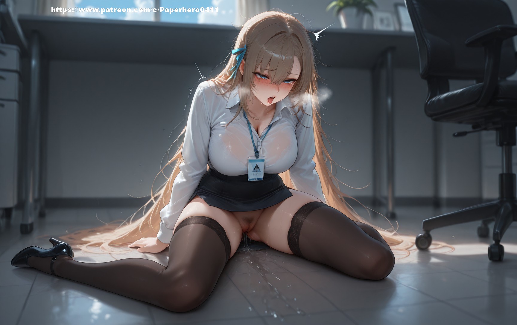 AI Generated Anime Girl - Blue Archive Ichinose Asuna Vol.6: Black Stockings Lace Lingerie Bodysuit Bikini Bed Shoot露穴 156P