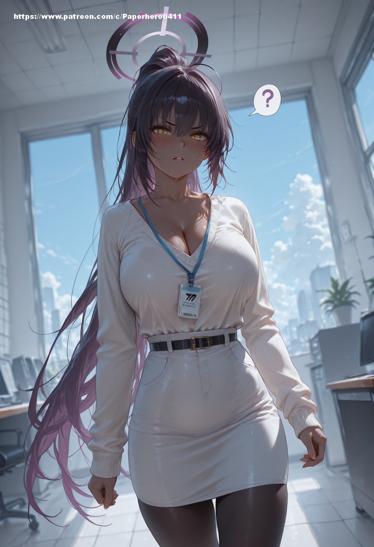 AI Generated Anime Girl - Blue Archive Ichinose Asuna Vol.6: Black Stockings Lace Lingerie Bodysuit Bikini Bed Shoot露穴 156P