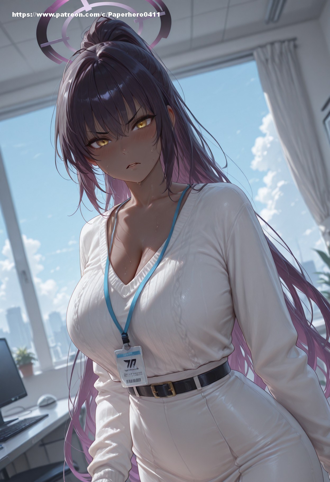 AI Generated Anime Girl - Blue Archive Ichinose Asuna Vol.6: Black Stockings Lace Lingerie Bodysuit Bikini Bed Shoot露穴 156P