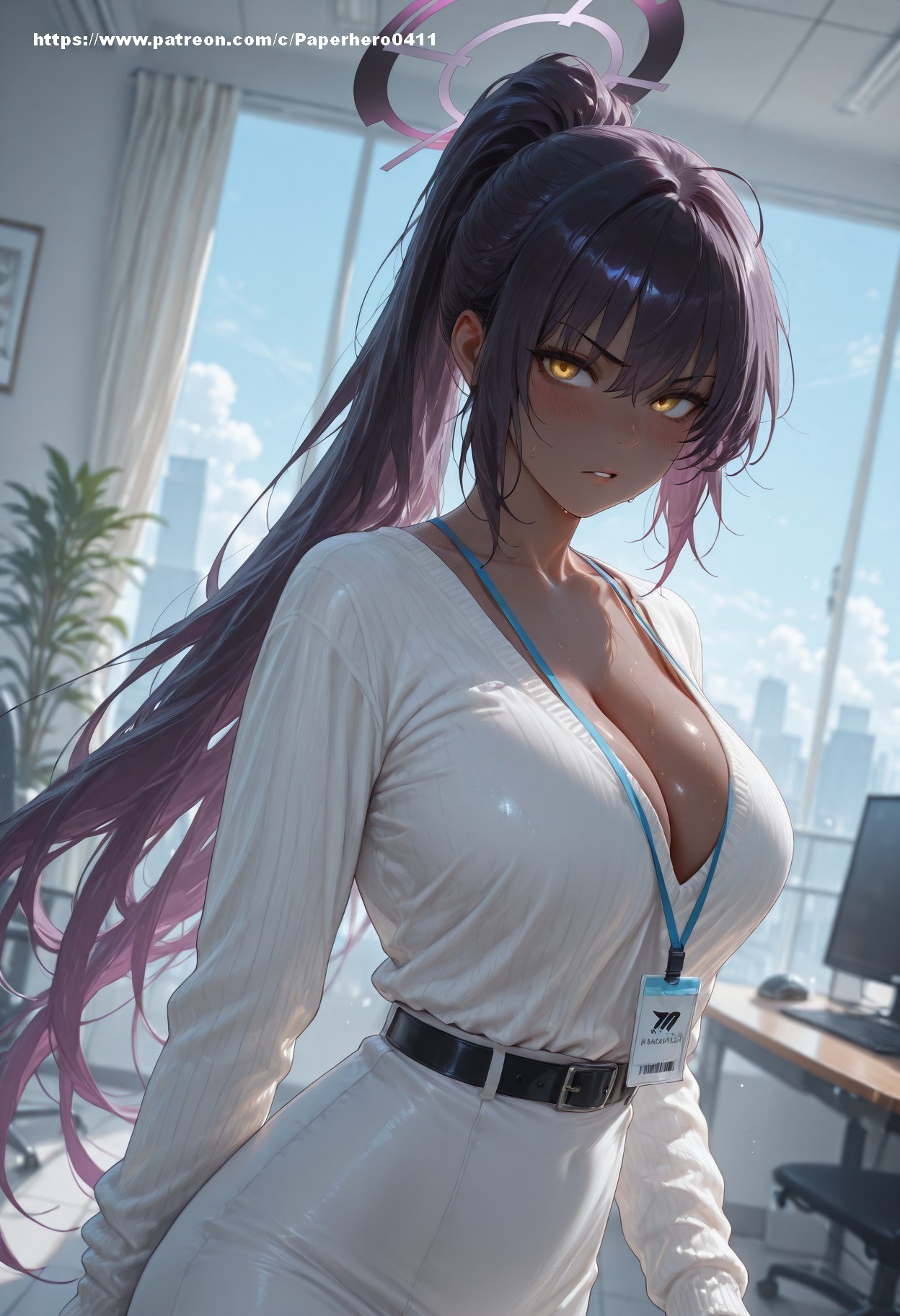 AI Generated Anime Girl - Blue Archive Ichinose Asuna Vol.6: Black Stockings Lace Lingerie Bodysuit Bikini Bed Shoot露穴 156P