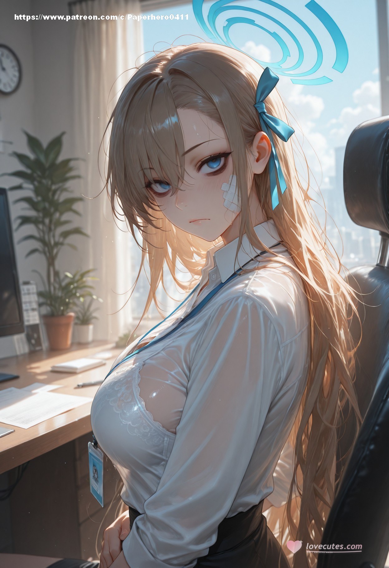 AI Generated Anime Girl - Blue Archive Ichinose Asuna Vol.6: Black Stockings Lace Lingerie Bodysuit Bikini Bed Shoot露穴 156P