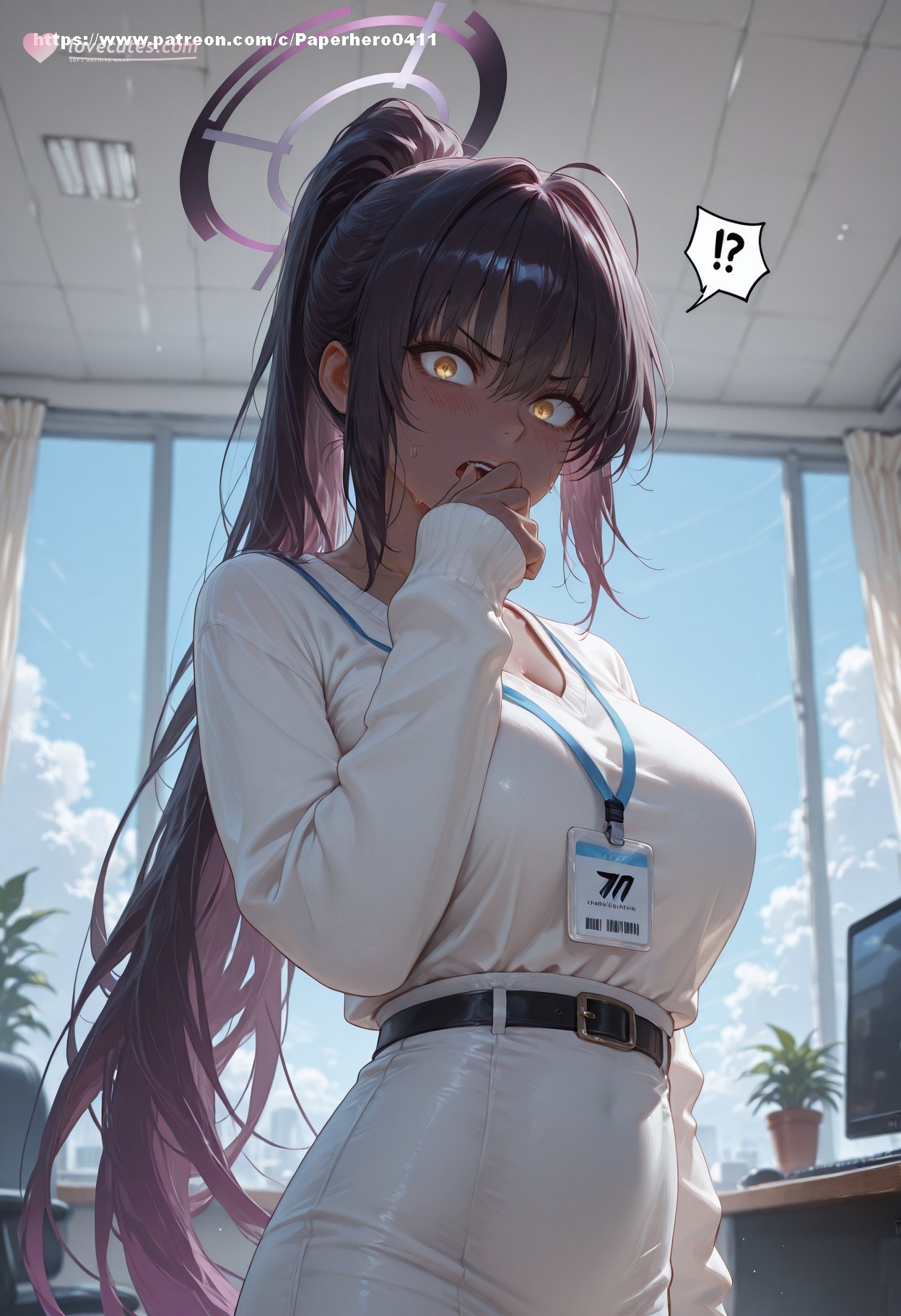 AI Generated Anime Girl - Blue Archive Ichinose Asuna Vol.6: Black Stockings Lace Lingerie Bodysuit Bikini Bed Shoot露穴 156P