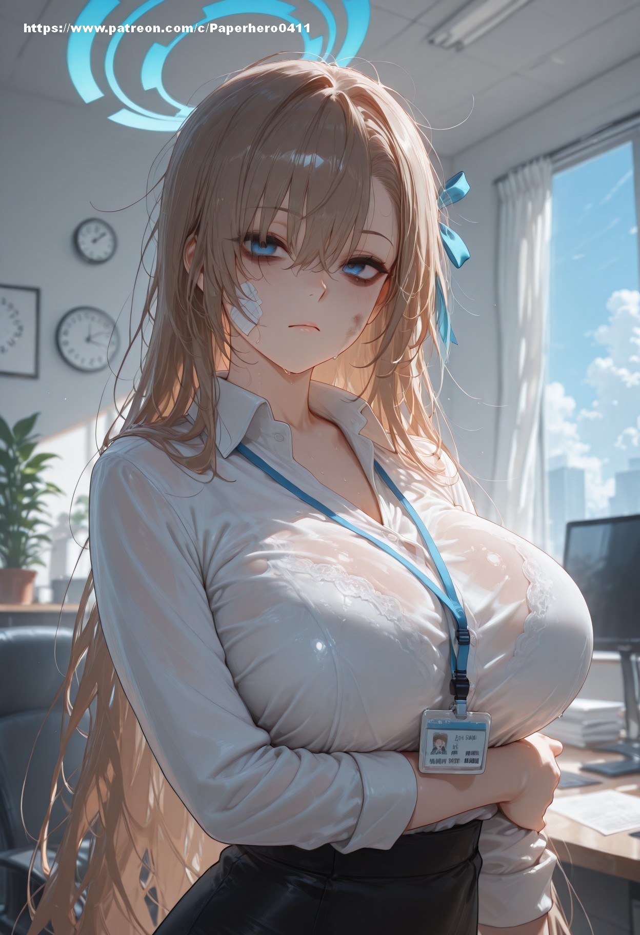 AI Generated Anime Girl - Blue Archive Ichinose Asuna Vol.6: Black Stockings Lace Lingerie Bodysuit Bikini Bed Shoot露穴 156P