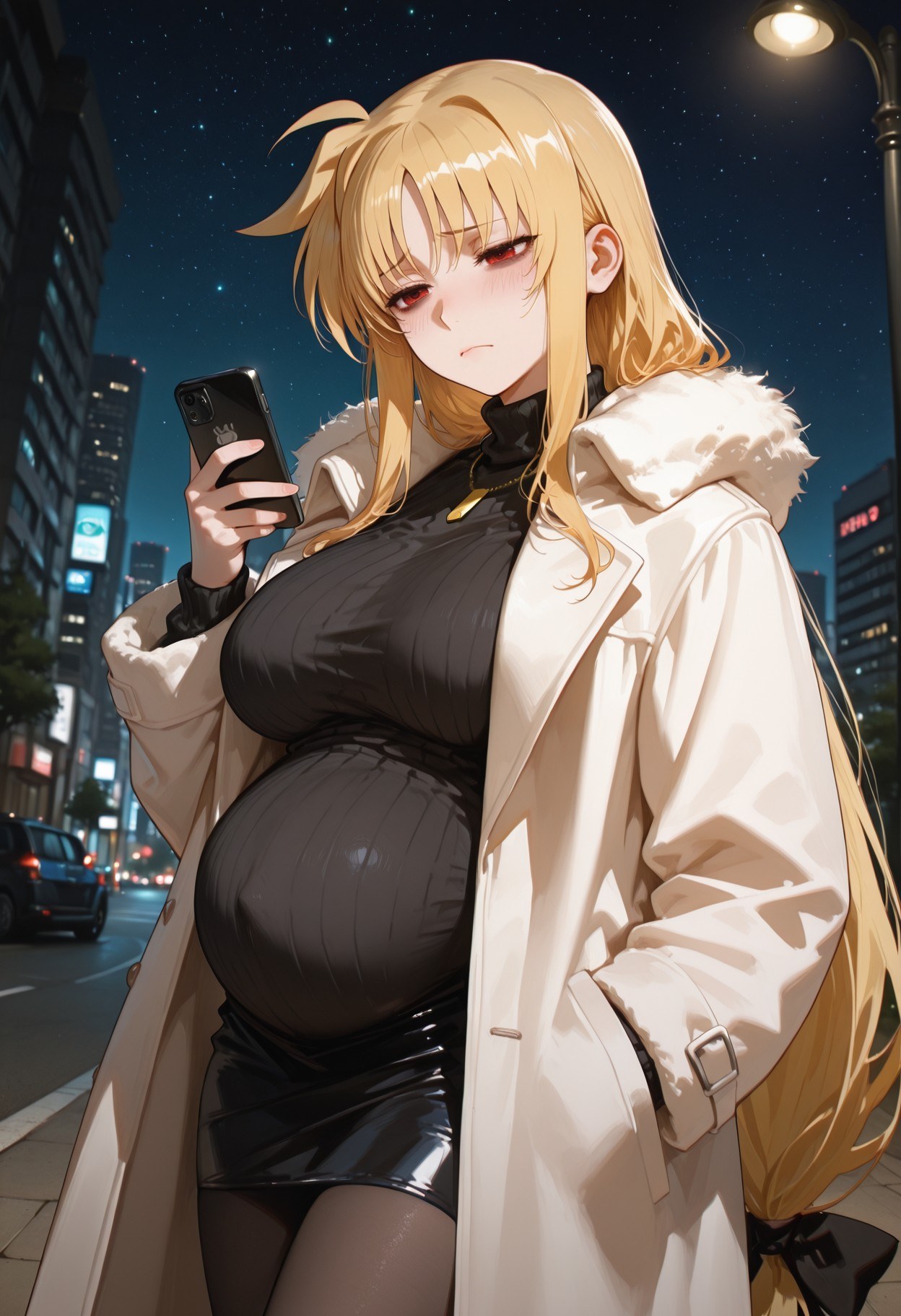 AI Generated Anime Girl - Magical Girl Lyrical Nanoha Fate Testarossa Black Stockings Lingerie Gallery 357P