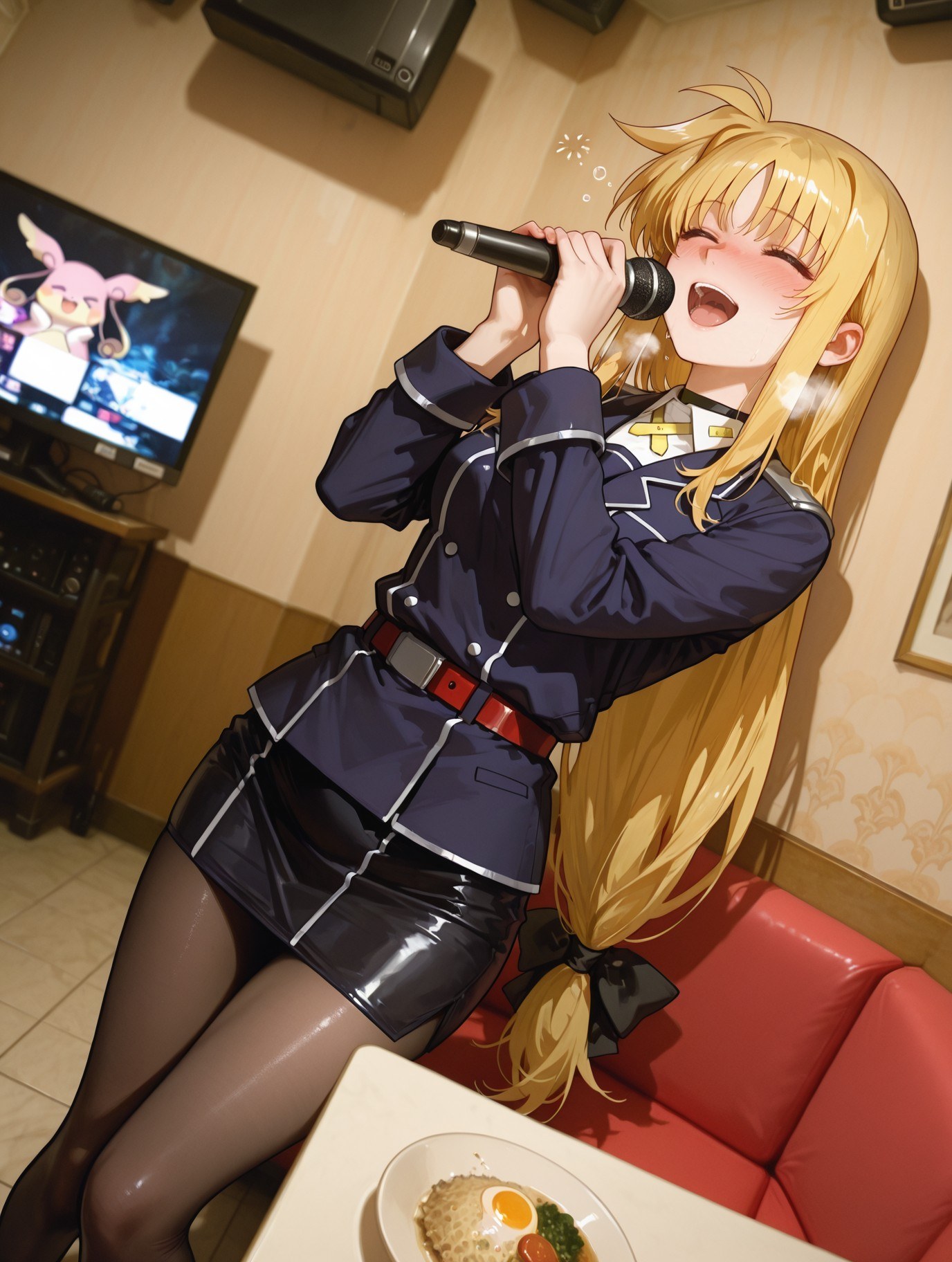 AI Generated Anime Girl - 魔法少女奈叶 菲特·泰斯特罗莎：黑丝蕾丝内衣紧身衣角色图集 357P