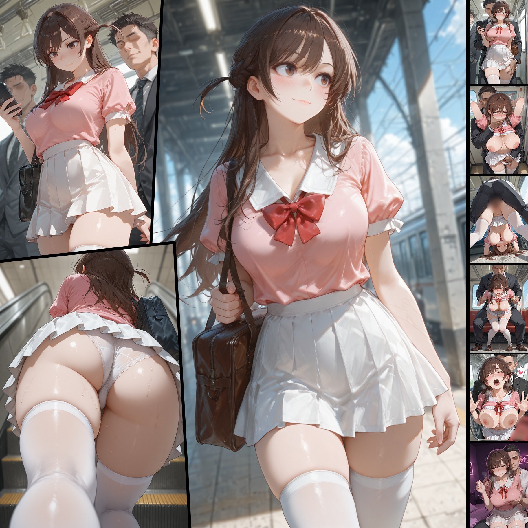 AI Generated Anime Girl - Rent-A-Girlfriend Chizuru Mizuhara White Stockings Lingerie Student Outfit Gallery 501P