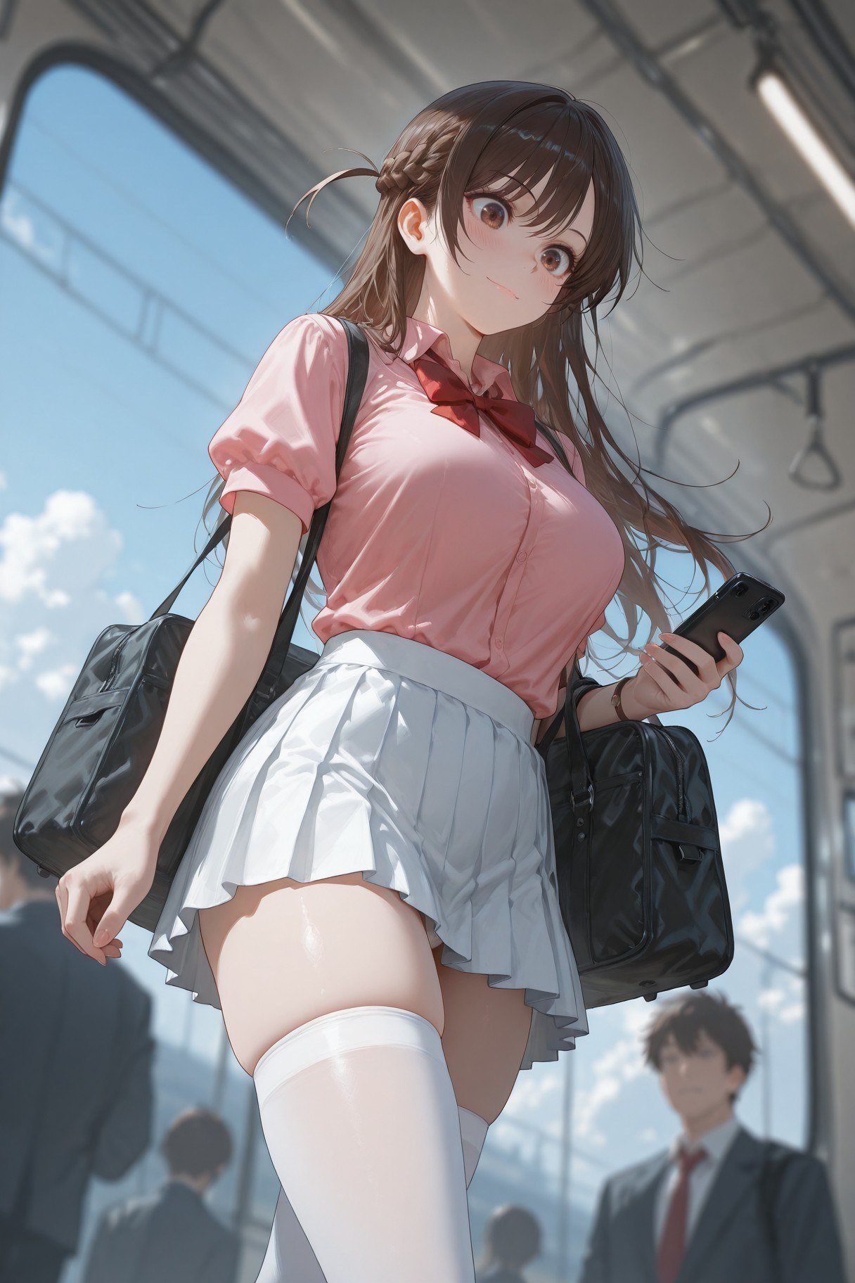 AI Generated Anime Girl - Rent-A-Girlfriend Chizuru Mizuhara White Stockings Lingerie Student Outfit Gallery 501P