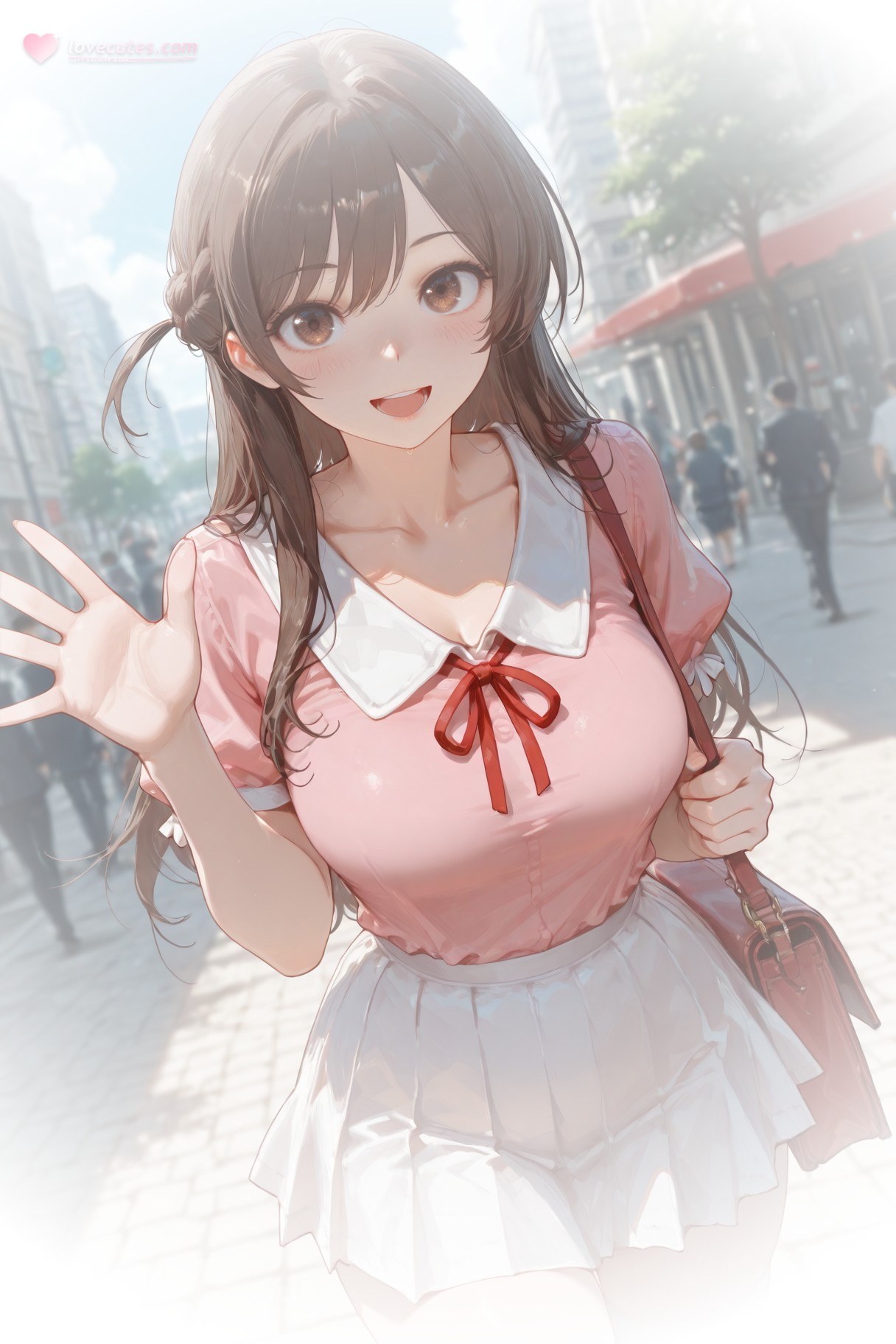 AI Generated Anime Girl - 租借女友 水原千鶴：白絲蕾絲內衣緊身衣學生裝濕身圖集 501P