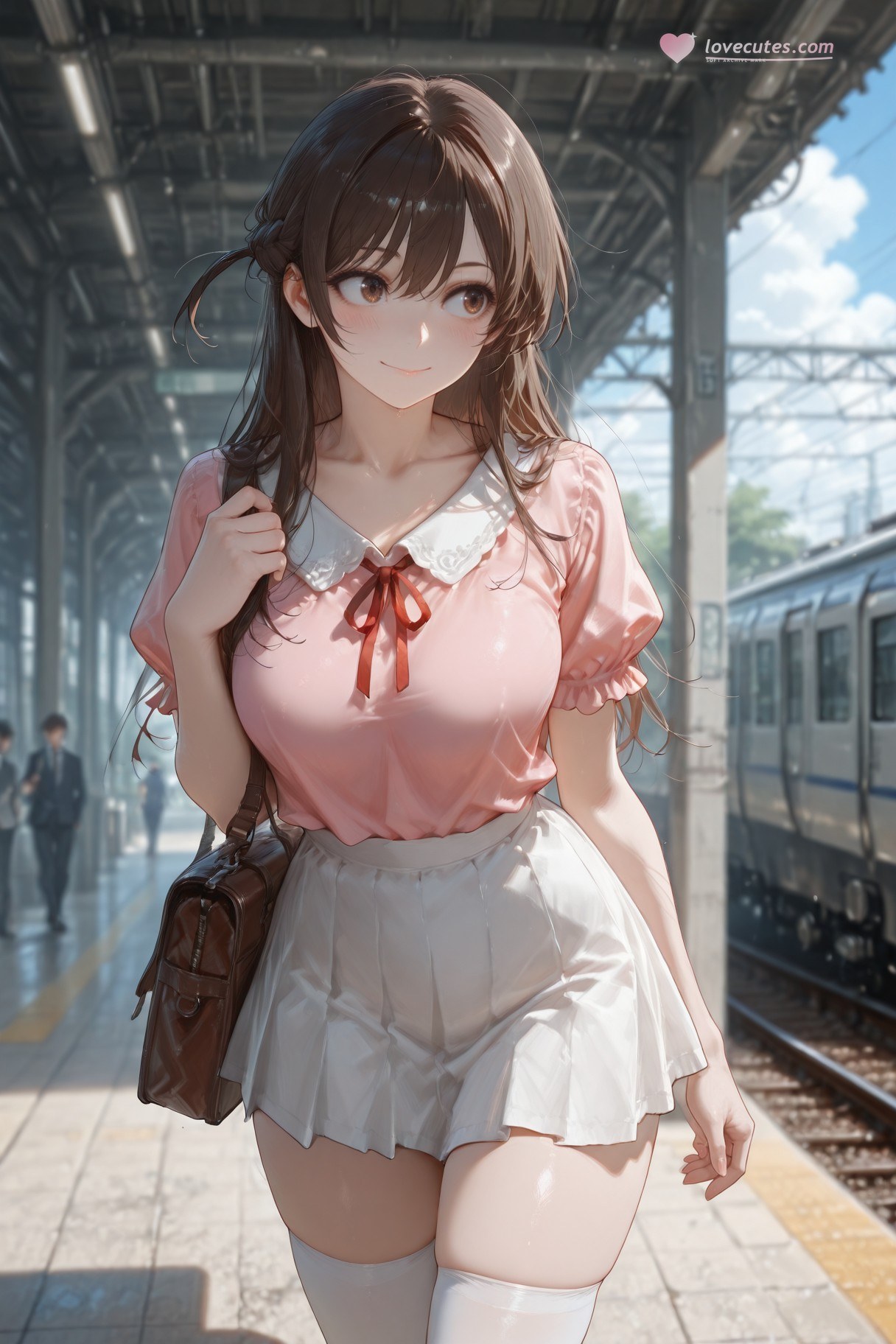 AI Generated Anime Girl - 彼女、お借りします 水原千鶴 白ストッキング ランジェリー 学生服風ギャラリー 501P