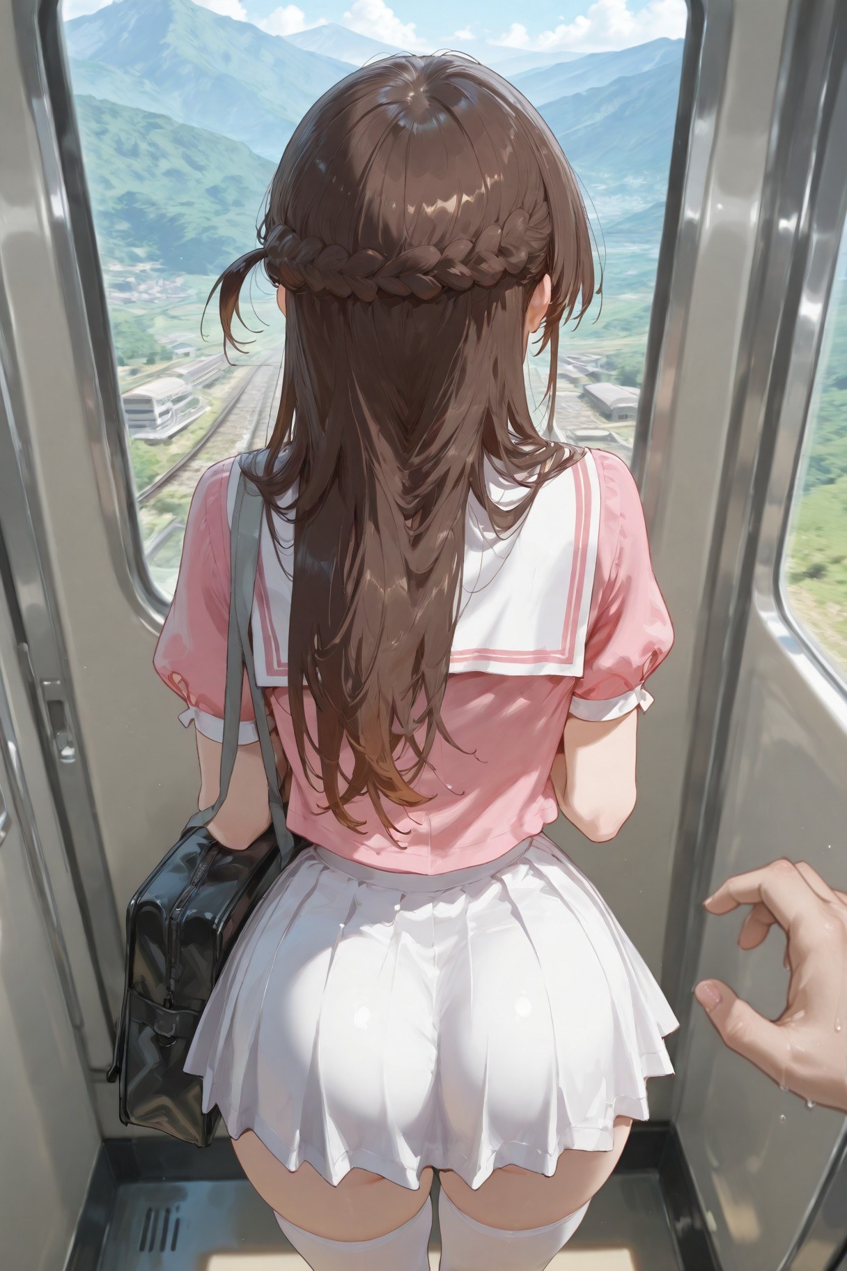 AI Generated Anime Girl - 여친, 빌리겠습니다 미즈하라 치즈루 화이트 스타킹 란제리 학생복 갤러리 501P
