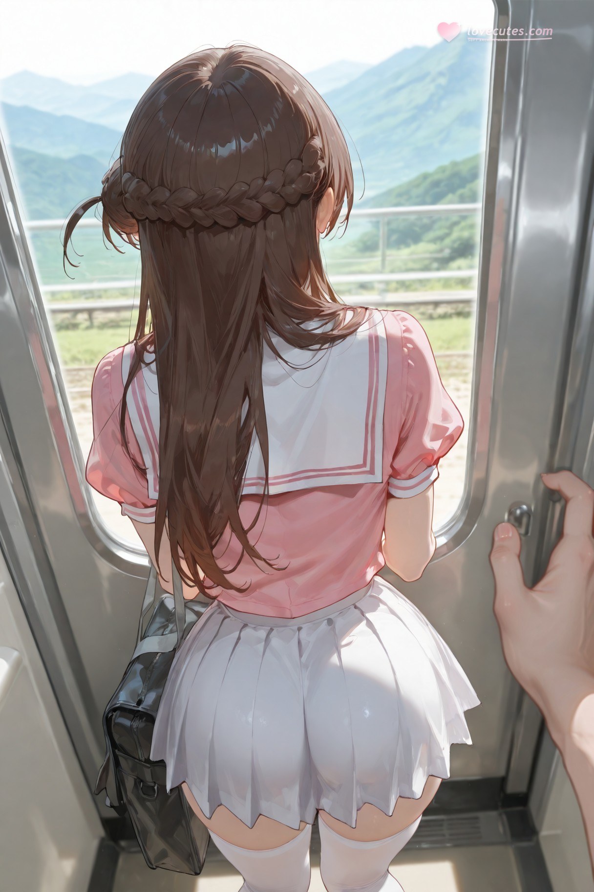 AI Generated Anime Girl - 여친, 빌리겠습니다 미즈하라 치즈루 화이트 스타킹 란제리 학생복 갤러리 501P