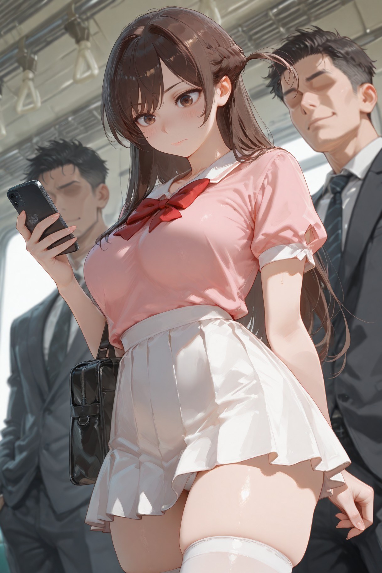 AI Generated Anime Girl - 여친, 빌리겠습니다 미즈하라 치즈루 화이트 스타킹 란제리 학생복 갤러리 501P