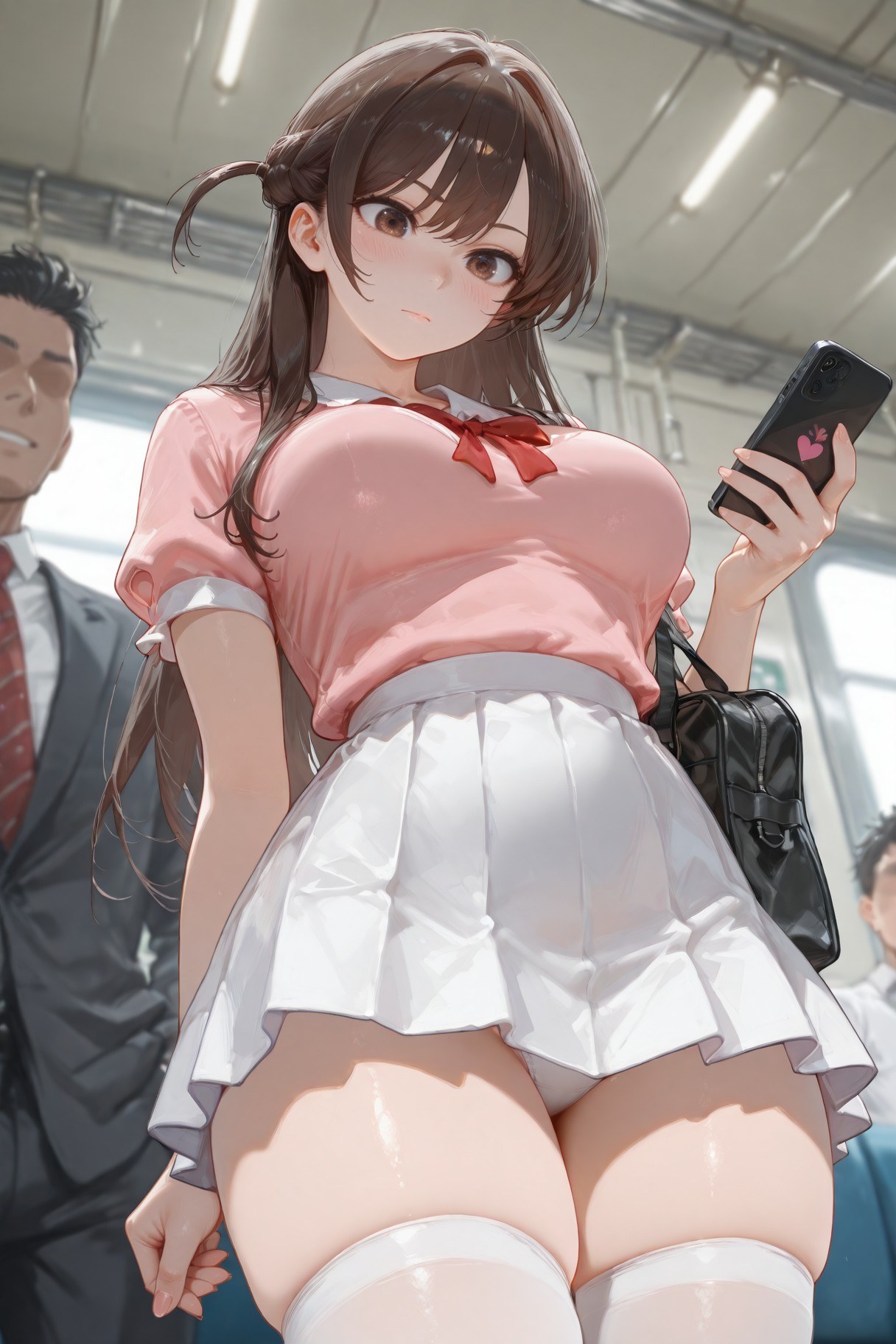 AI Generated Anime Girl - 여친, 빌리겠습니다 미즈하라 치즈루 화이트 스타킹 란제리 학생복 갤러리 501P