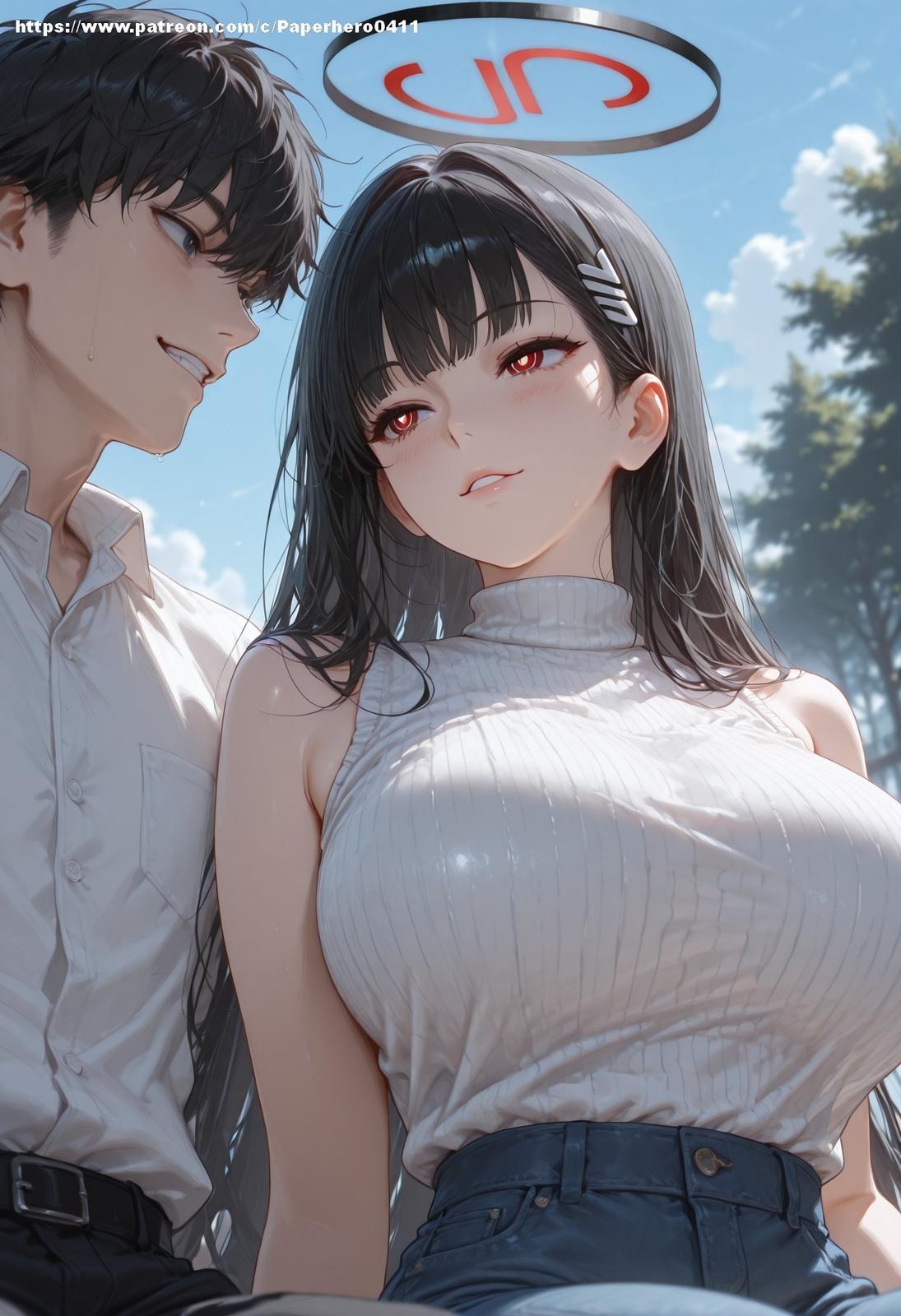 AI Porn - 碧蓝档案 调月莉音：黑丝蕾丝内衣浴室湿身 AI 裸图图库 237P