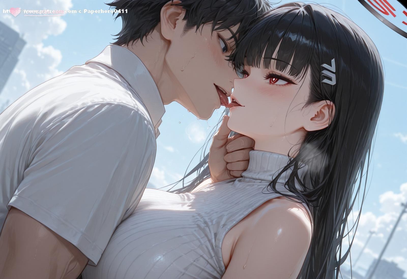 AI Porn - 碧蓝档案 调月莉音：黑丝蕾丝内衣浴室湿身 AI 裸图图库 237P