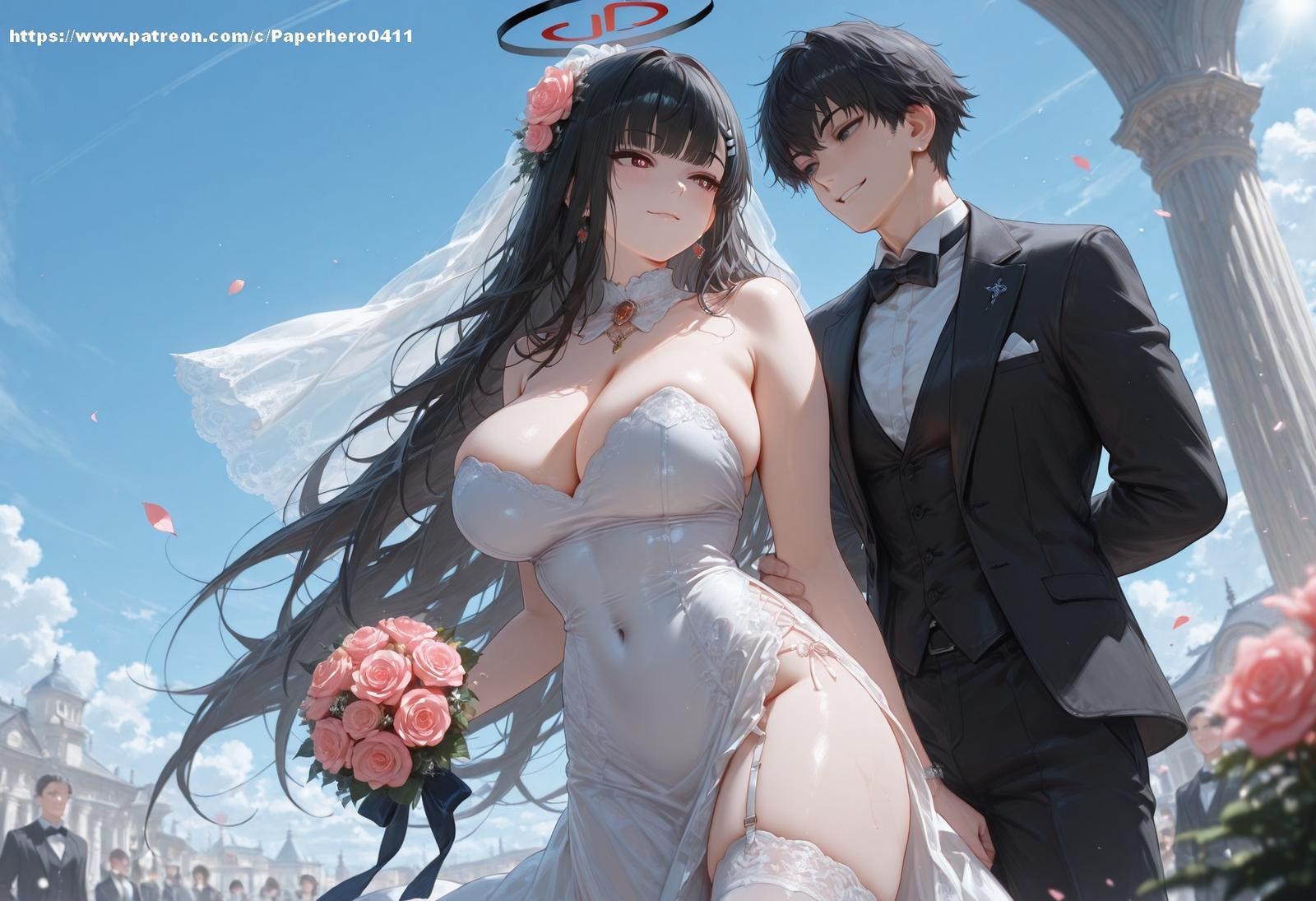 AI Porn - 碧蓝档案 调月莉音：黑丝蕾丝内衣浴室湿身 AI 裸图图库 237P