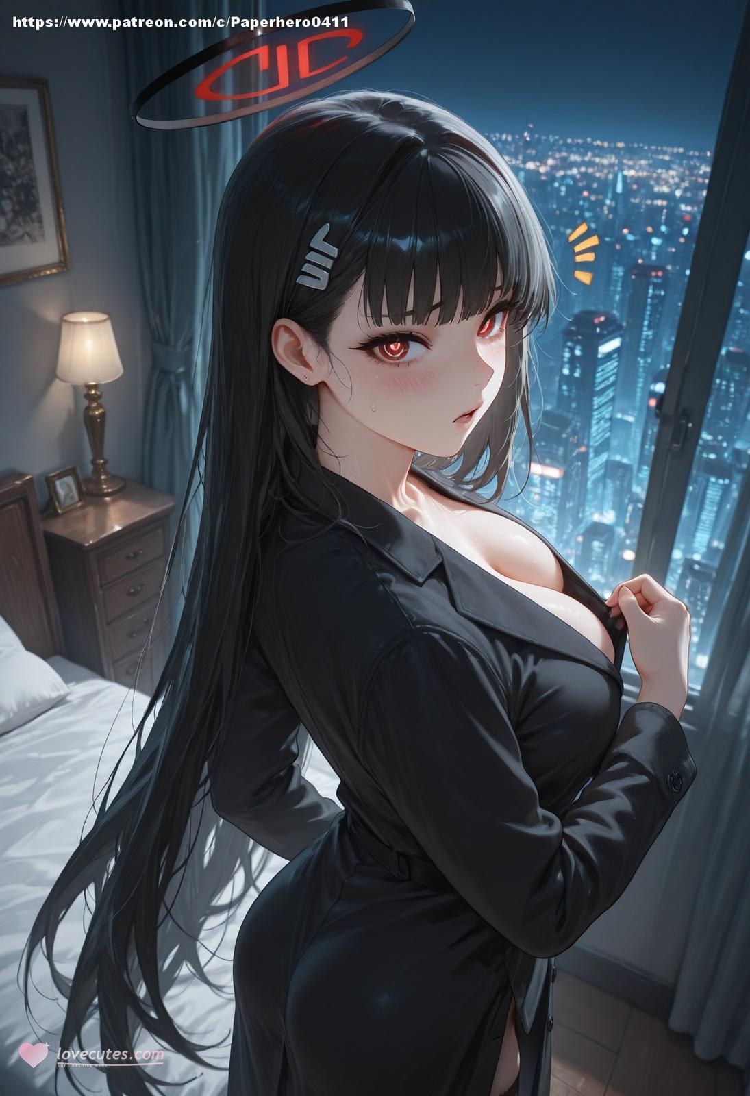 AI Porn - 블루 아카이브 츠카츠키 리오 블랙 스타킹 란제리 욕실 AI 누드 갤러리 237P