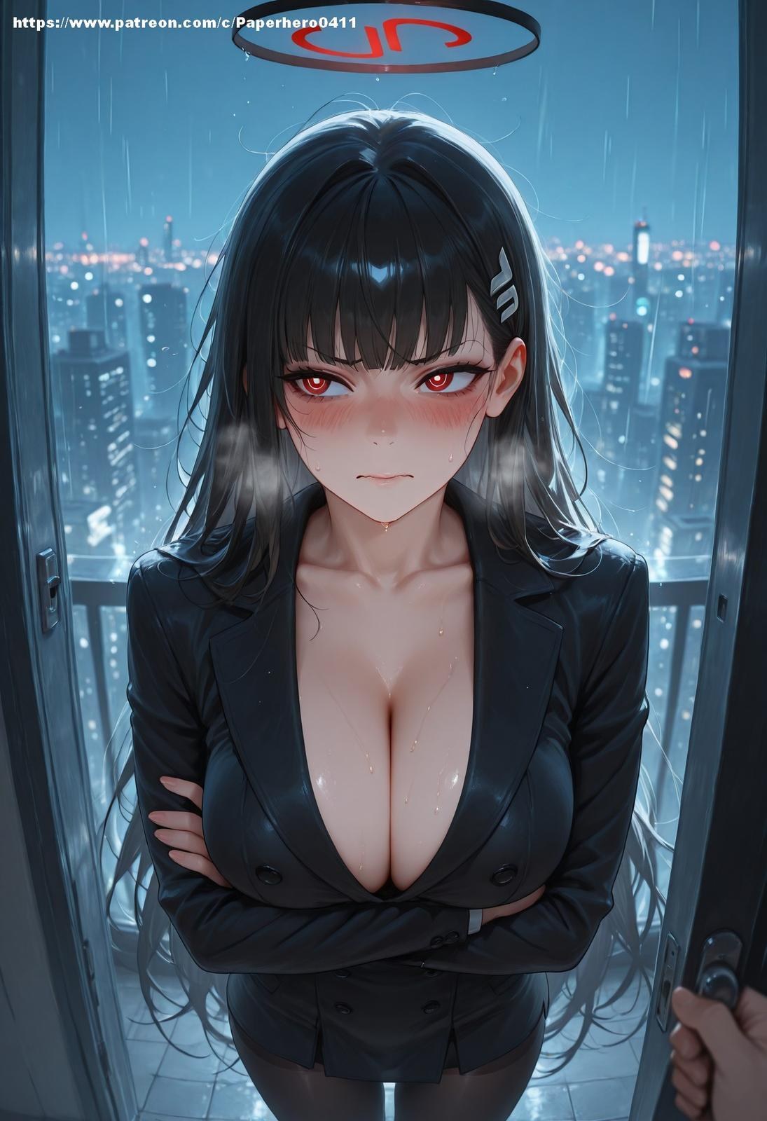 AI Porn - 블루 아카이브 츠카츠키 리오 블랙 스타킹 란제리 욕실 AI 누드 갤러리 237P