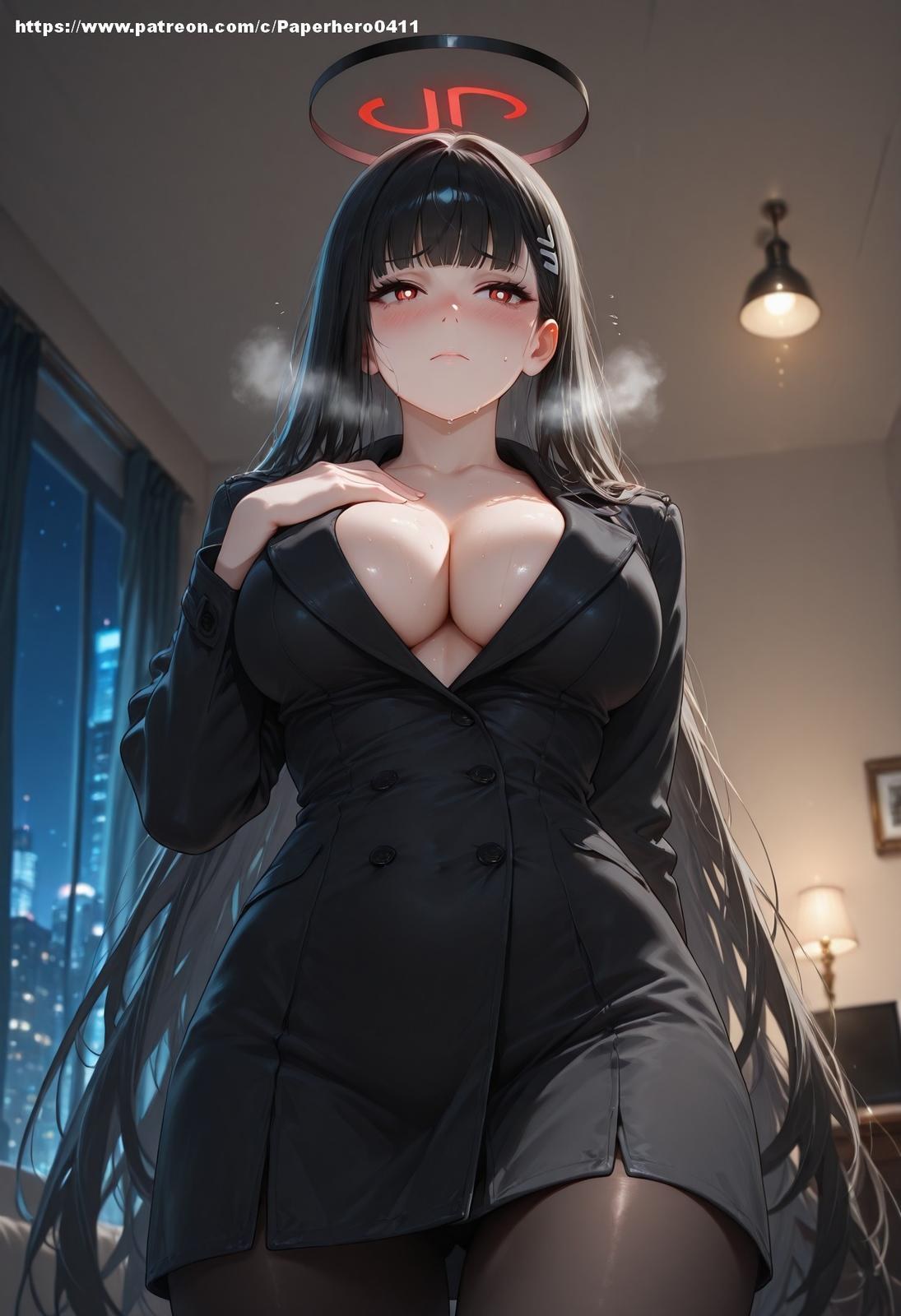 AI Porn - 블루 아카이브 츠카츠키 리오 블랙 스타킹 란제리 욕실 AI 누드 갤러리 237P