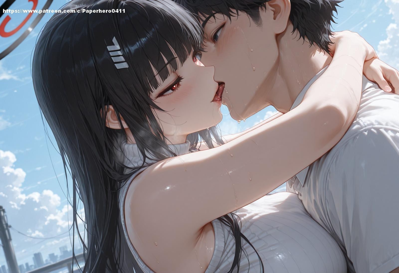 AI Porn - 碧藍檔案 調月莉音 Vol.4-5：黑絲蕾絲內衣浴室濕身 AI 裸圖圖庫 238P