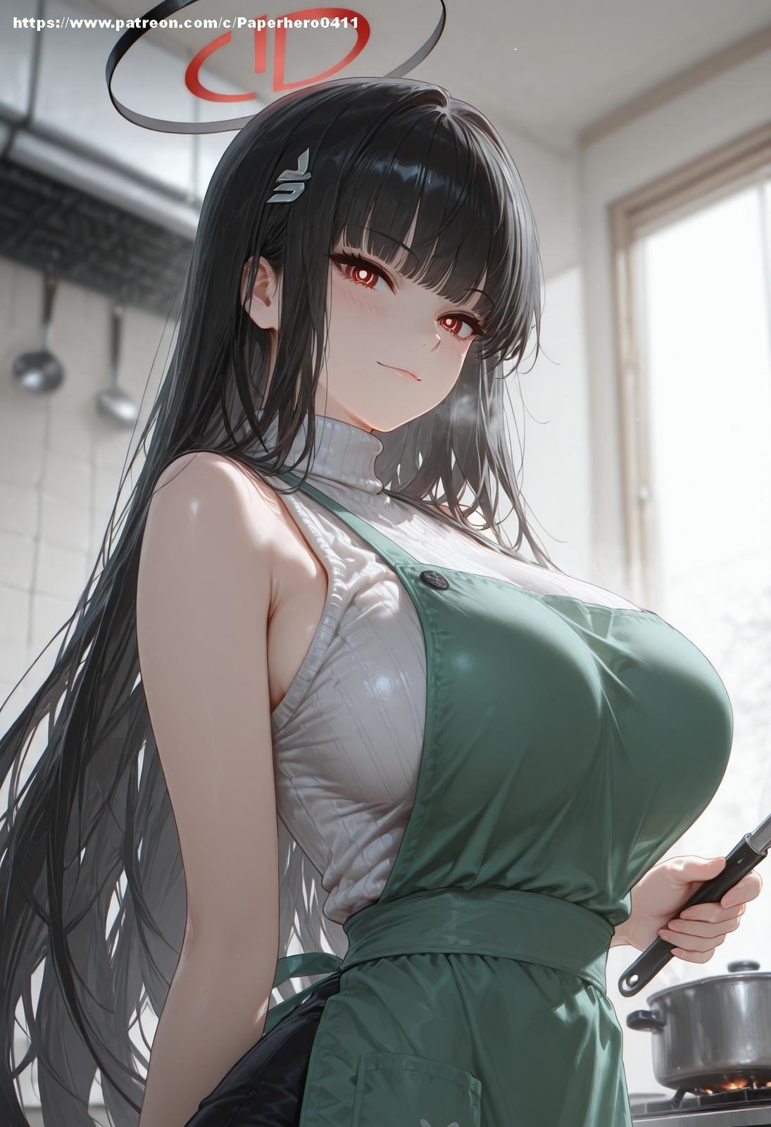 AI Porn - 碧藍檔案 調月莉音 Vol.4-5：黑絲蕾絲內衣浴室濕身 AI 裸圖圖庫 238P