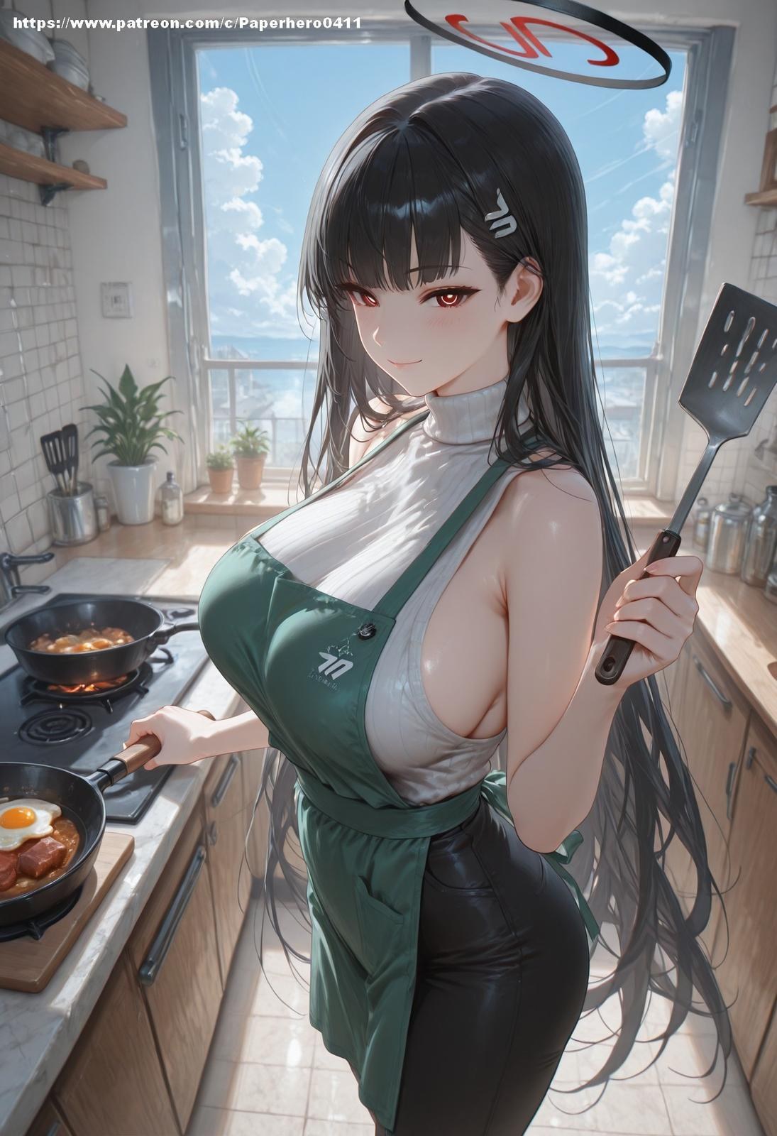 AI Porn - 碧藍檔案 調月莉音 Vol.4-5：黑絲蕾絲內衣浴室濕身 AI 裸圖圖庫 238P