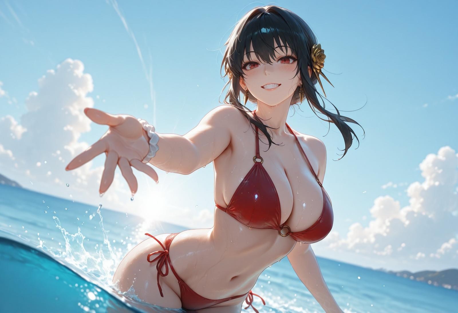 AI Porn - 間諜家家酒 約兒·佛傑：海灘泳裝比基尼濕身 AI 裸圖圖庫 399P