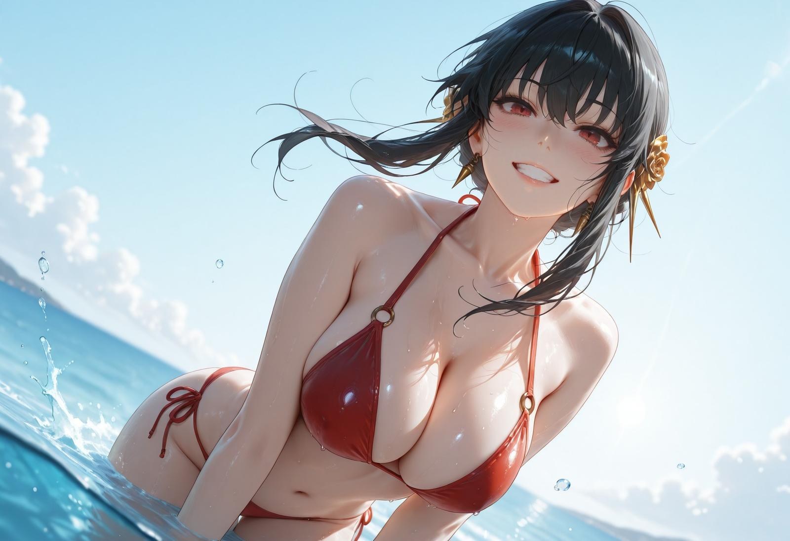 AI Porn - 間諜家家酒 約兒·佛傑：海灘泳裝比基尼濕身 AI 裸圖圖庫 399P