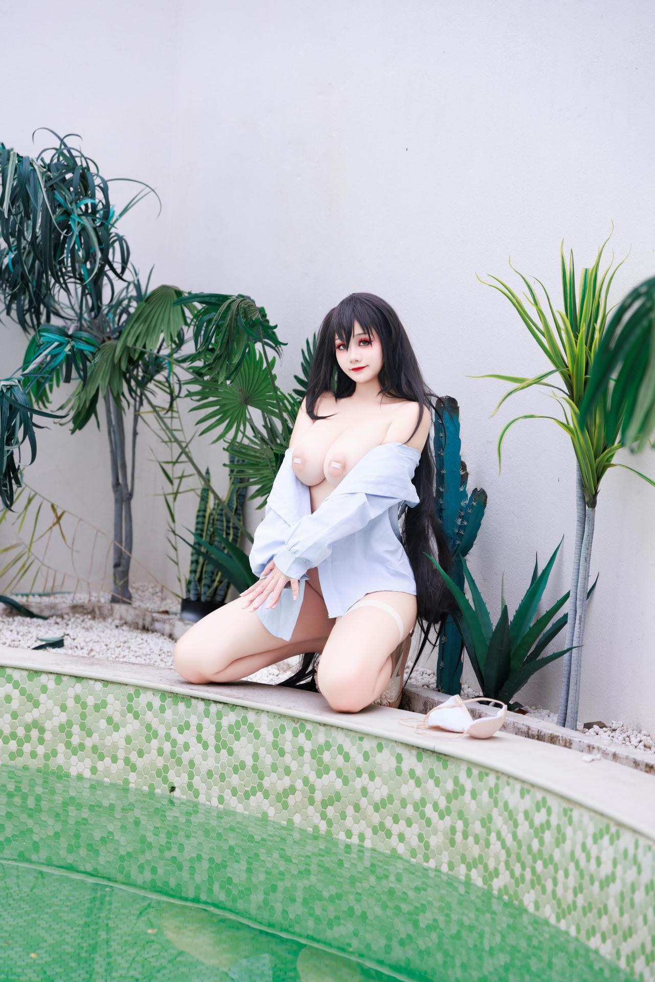 [Cosplay] Axuexue - Azur Lane Taihou Swimsuit Busty Legs Adult Set 86P1V