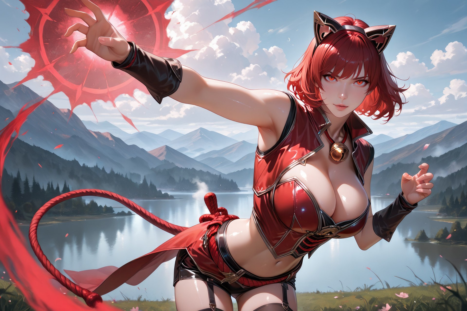 AI Generated Anime Girl - Douluo Dalu Catgirl black stockings, bodysuit, swimsuit, bikini, wet-look styling AI Beauty Gallery 752P